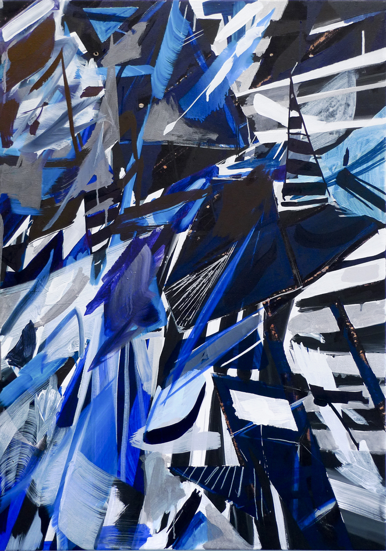   PAMELA JORDEN   Untitled,&nbsp; oil, acrylic and bleach on fabric, 40" x 28", 2011 