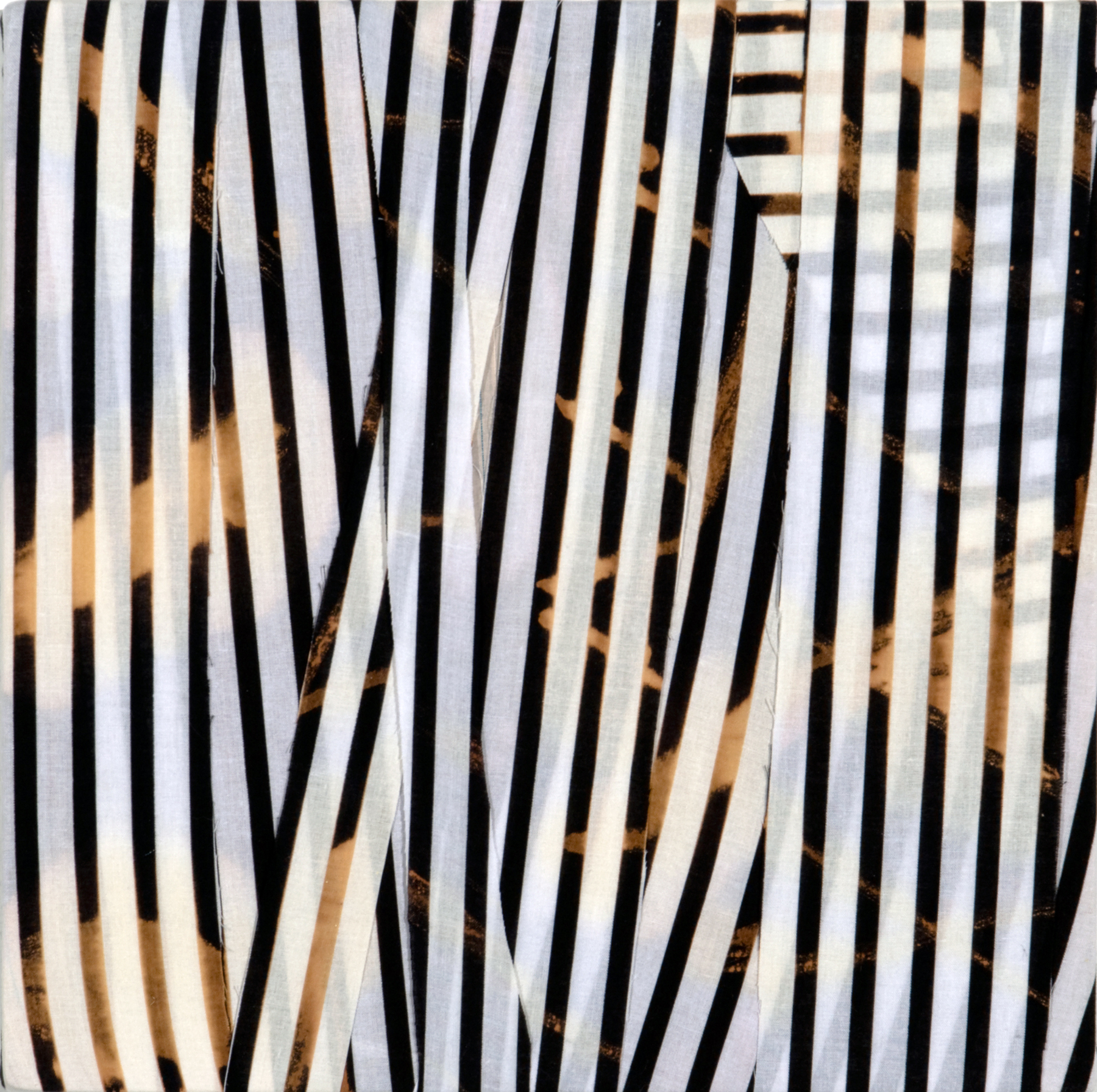   PAMELA JORDEN  [BACK ROOM] &nbsp;Untitled,&nbsp; bleach on cut fabric, 13" x 13", 2011 