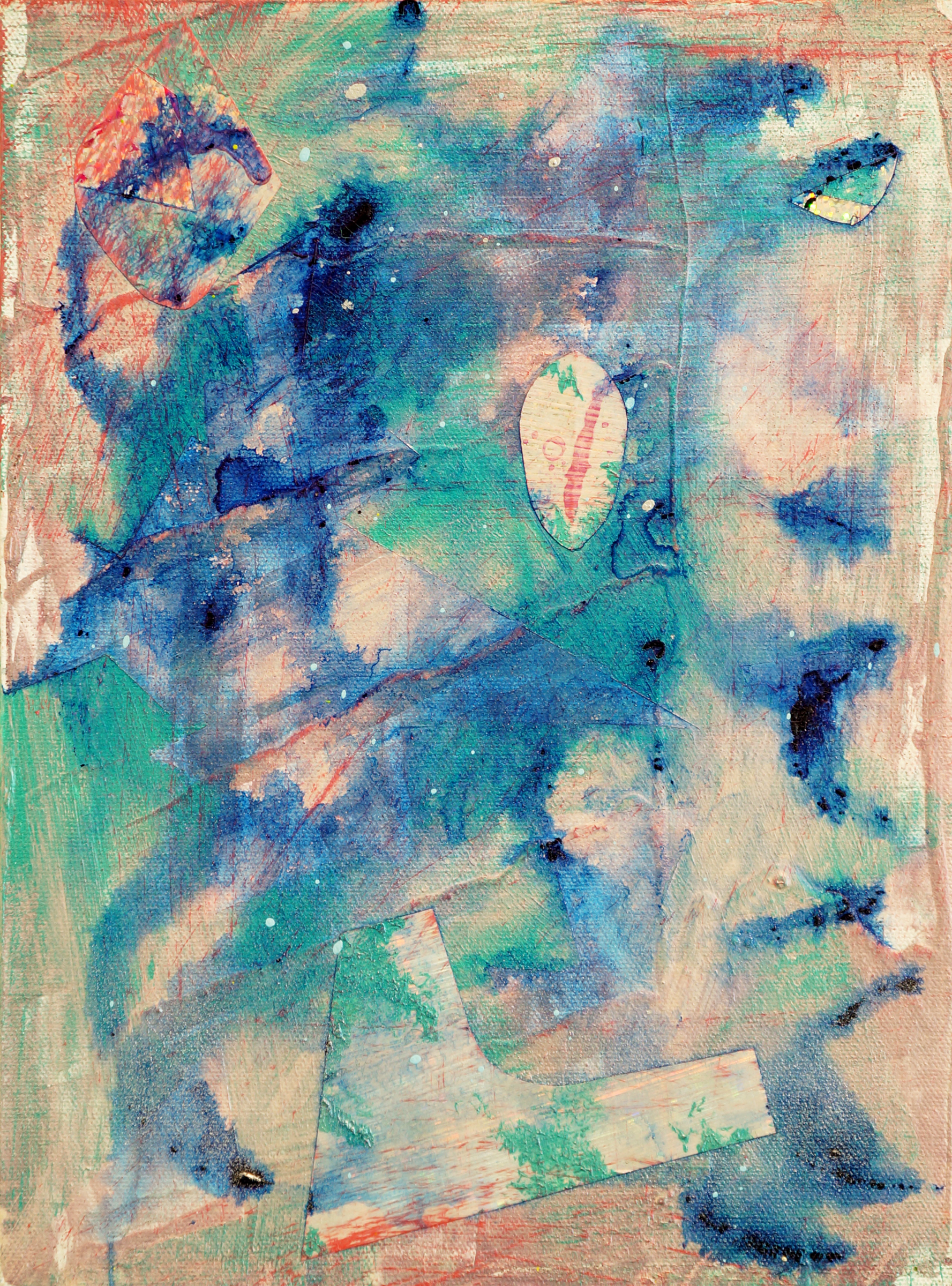 PATRICK BRENNAN Clouds, 2012, mylar and acrylic on canvas, 12" x 9"