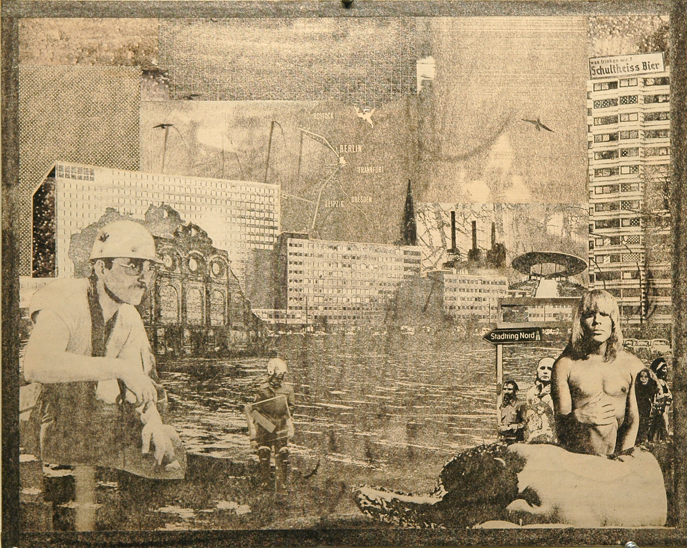   GWENAËL RATTKE   Die Stadt und ihre Seele 2 , 2012, solvent transfer and collage on museum board, 18" x 22.25" 