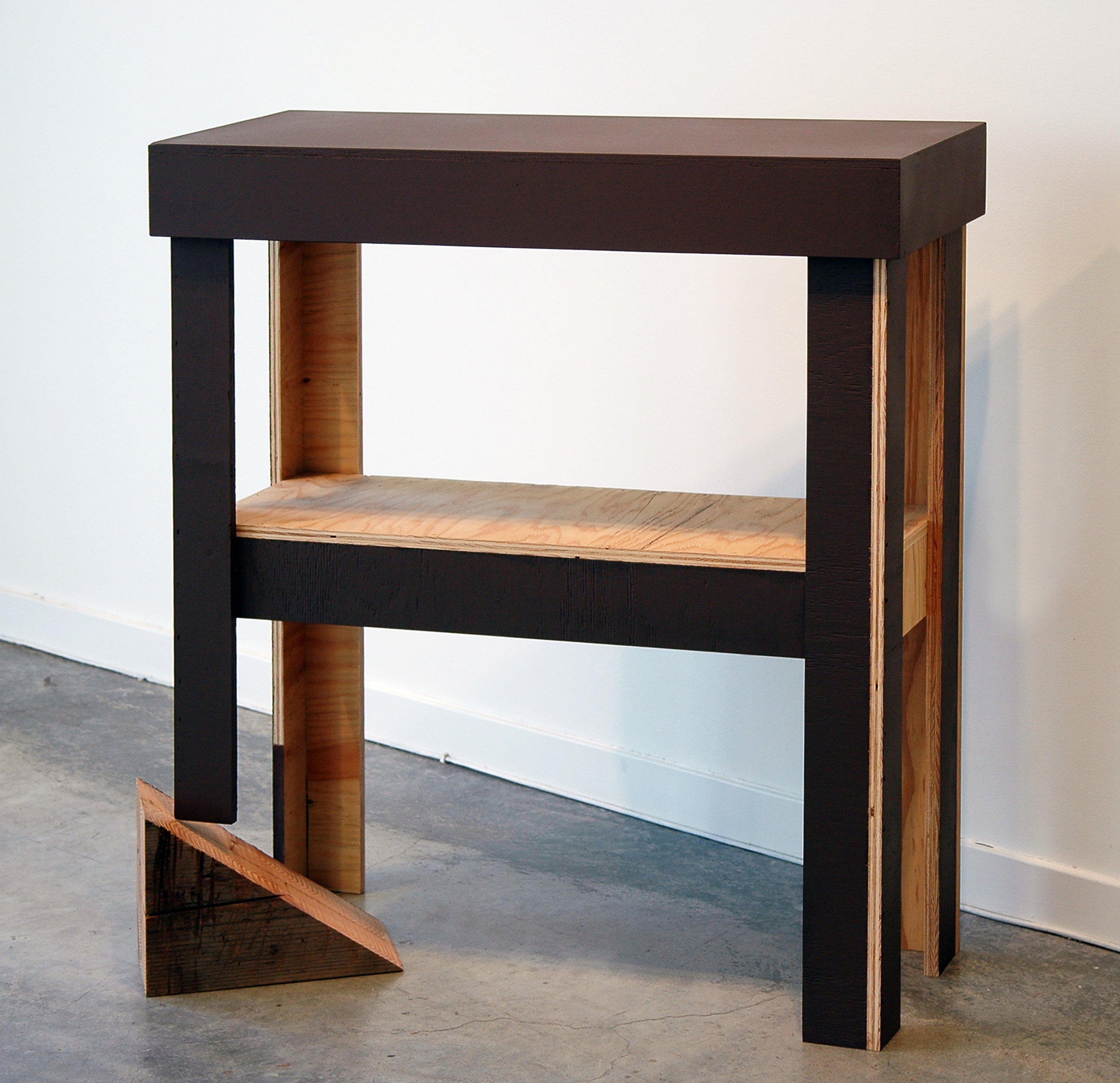   JOSHUA PIEPER   Table and Shim , plywood, shim and paint, 40.5" x 36.25" x 14.5", 2012 