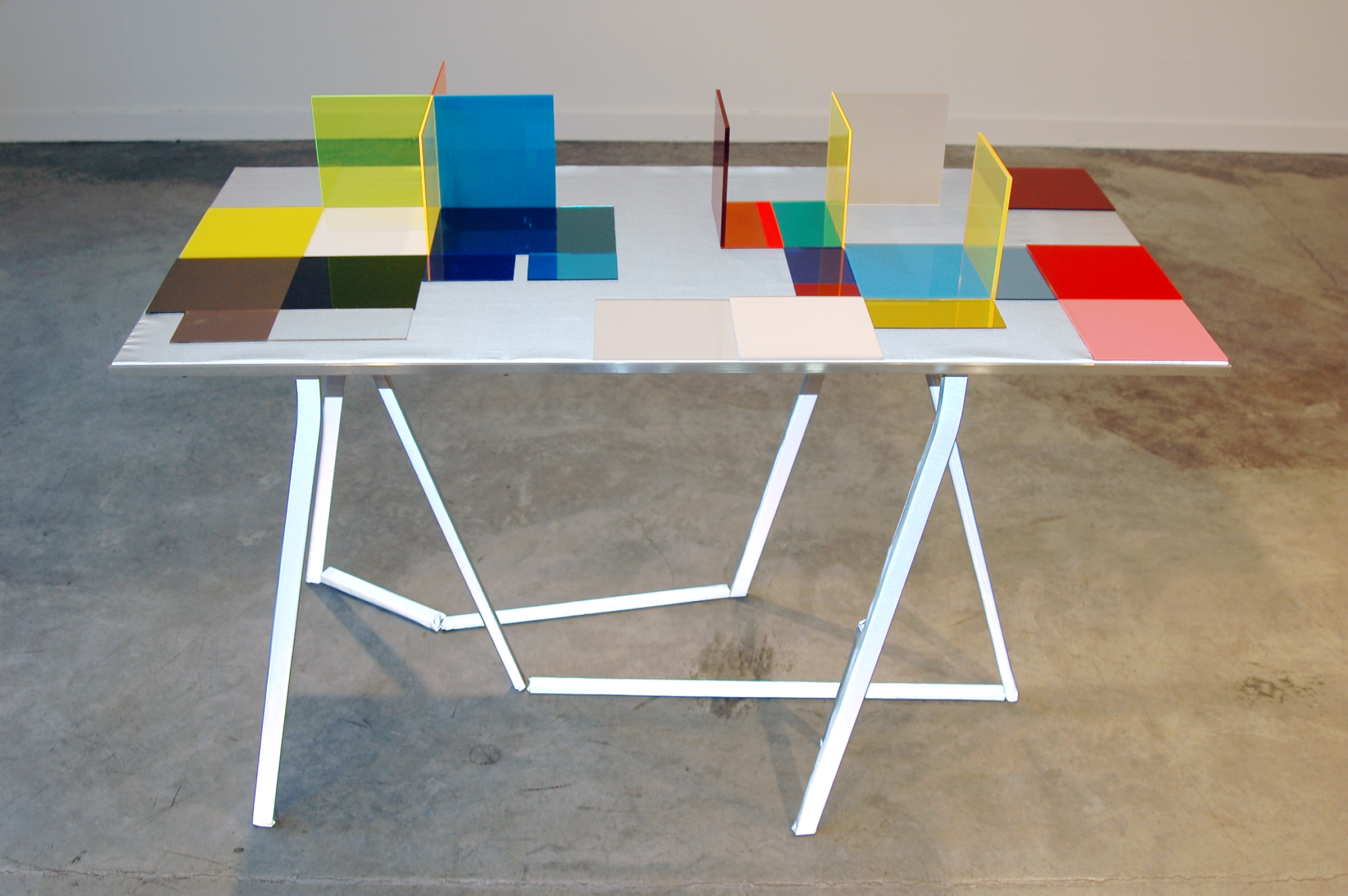   LUCY PULLEN   Hue I , fabric, aluminum, plexi and tape, 23"w x 47"t x 28"h, 2012 