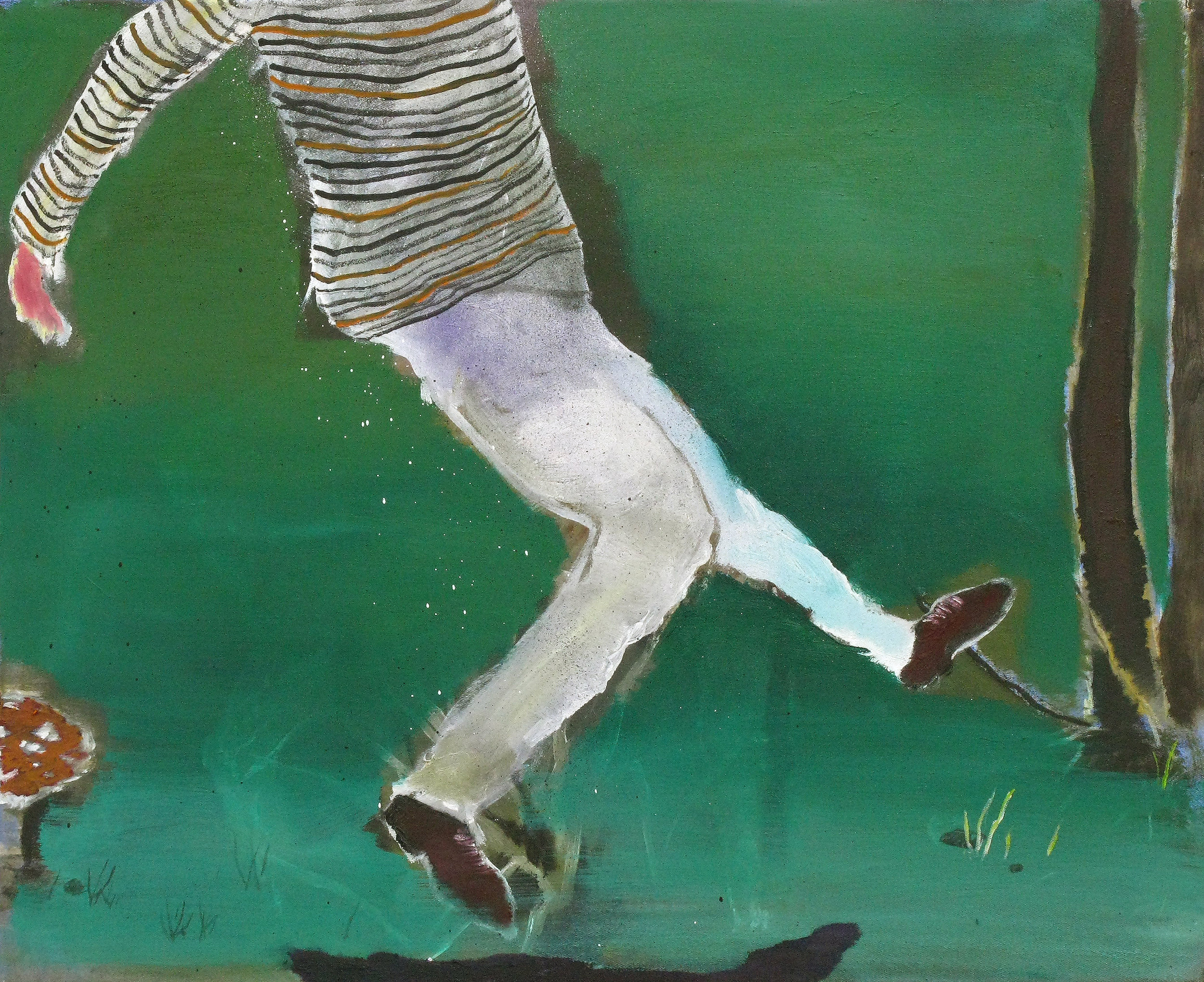  CHRISTOPH ROßNER   Dancer,&nbsp; oil and lacquer on canvas, 17.75" x 21.5", 2008 