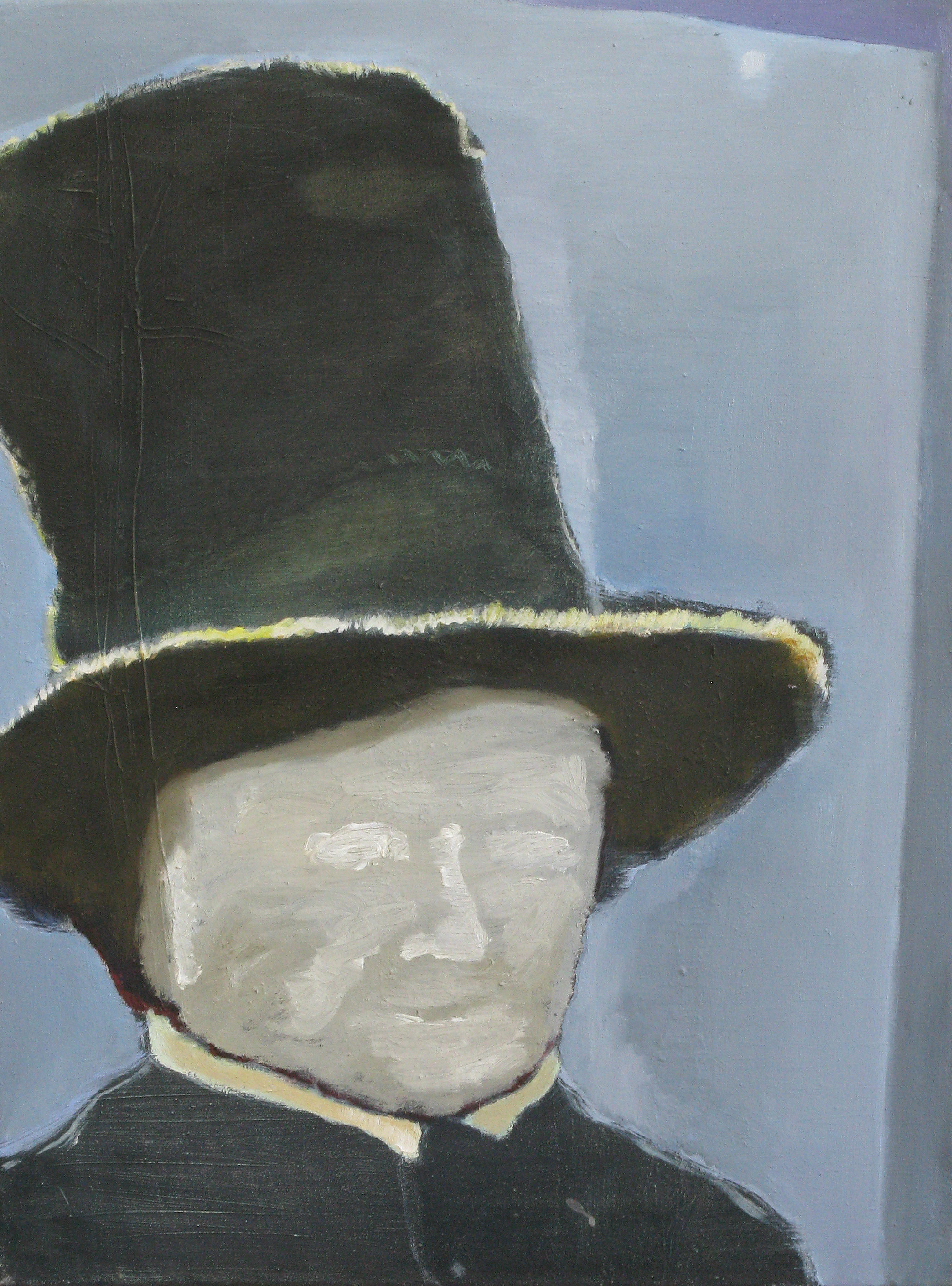   CHRISTOPH ROßNER   Man With Hat,&nbsp; oil on canvas, 23.5" x 17.75", 2009 