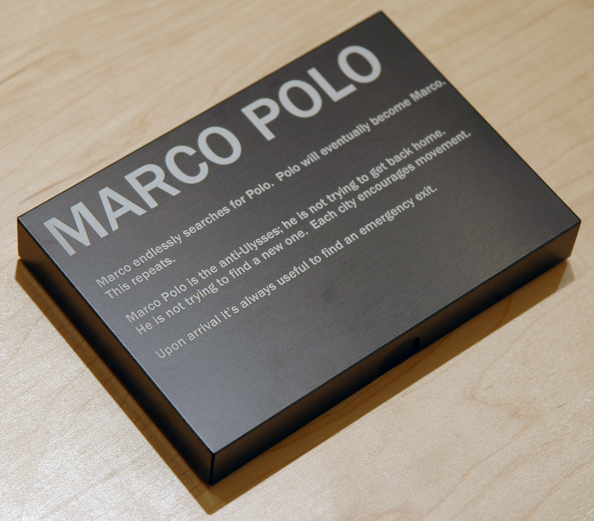   PABLO GUARDIOLA   Marco Polo  [closed], collage and plexiglass in aluminum portfolio, 4.75" W x 6.75" L x 1" H, edition of 10,2011 