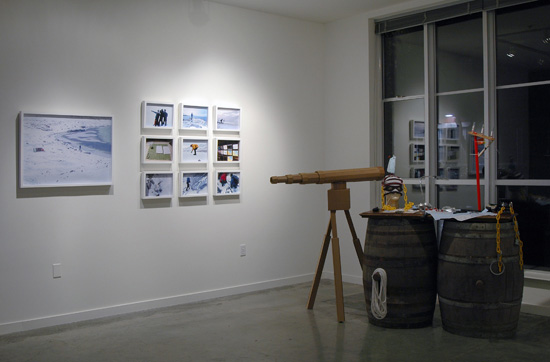 CHAD STAYROOK Installation image with Telescope , cardboard and iPod video player, 48" x 72" (fully telecoped), 2010