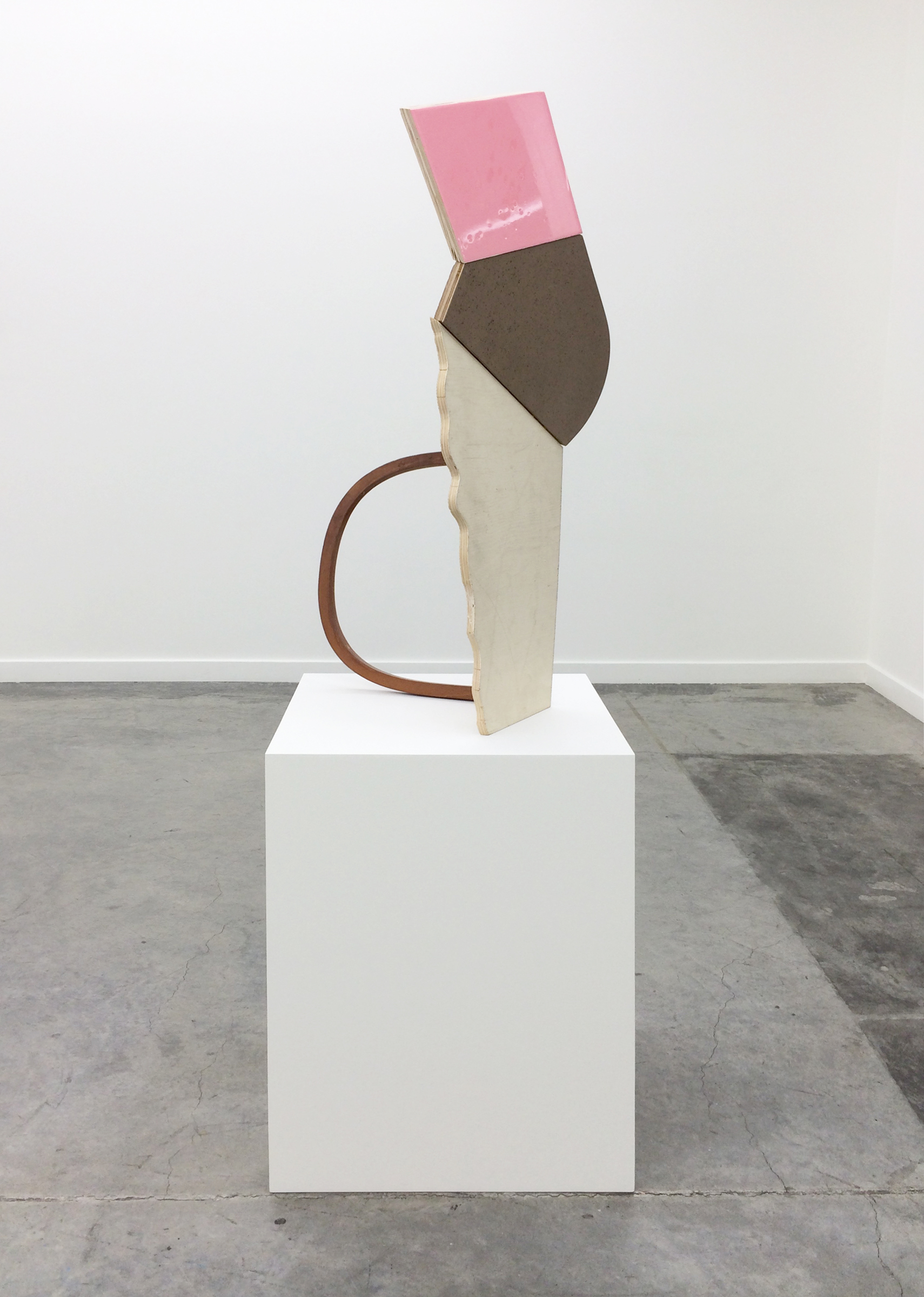   KIRK STOLLER   Untitled (shift) , wood, resin, acrylic and latex paint, wood stain, 35" x 17" x 16" 