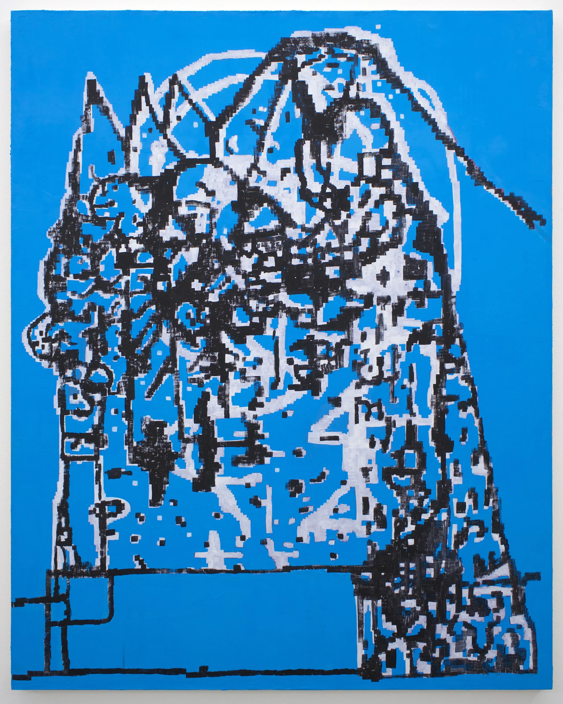 EJ HAUSER mountain dwellers (blue) , 2017, oil on canvas, 40" x 32"