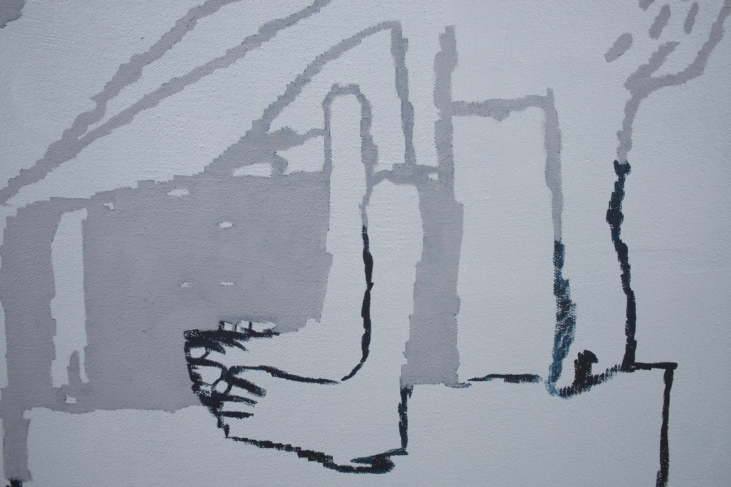EJ HAUSER (detail) small gray beast , 2017, oil on canvas, 20" x 18"