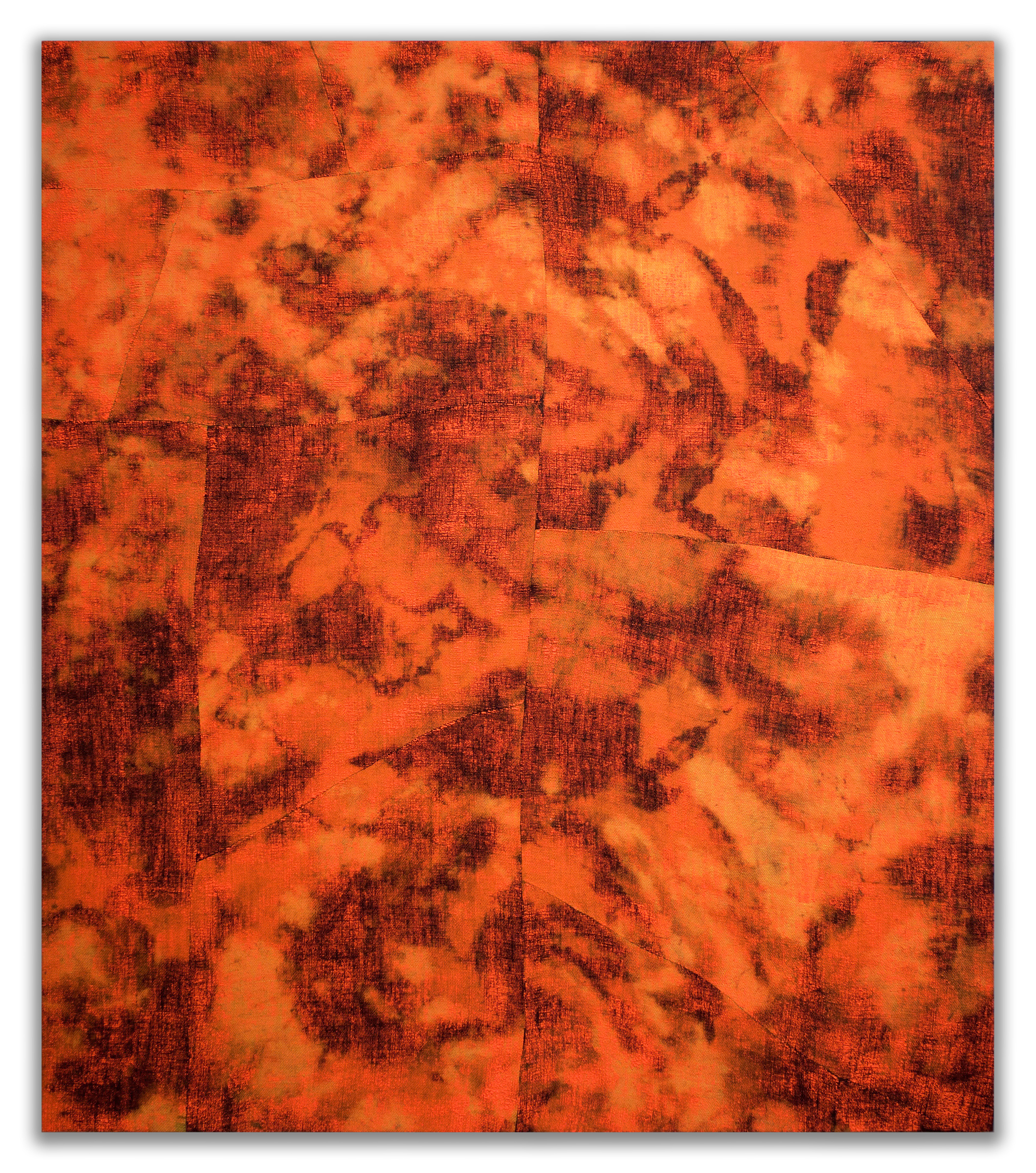 EVAN NESBIT Porosity (Heat Beat II) , 2015 acrylic, dye and burlap, 79” x 68”