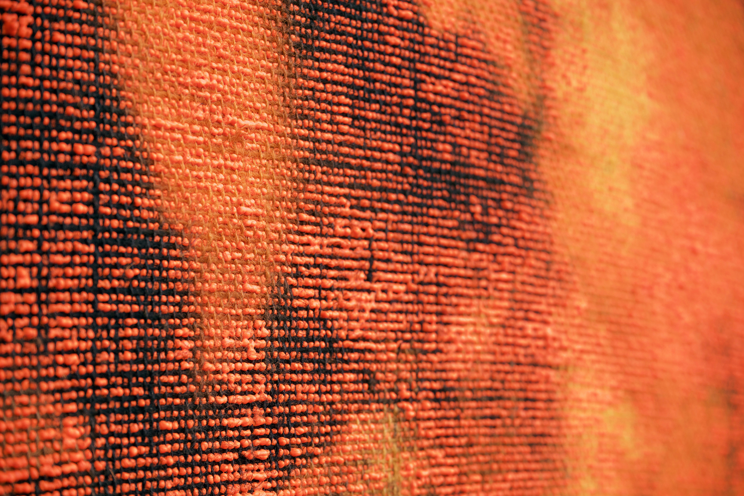  EVAN NESBIT (detail)&nbsp; Porosity (Heat Beat II) , 2015 acrylic, dye and burlap, 79” x 68” 