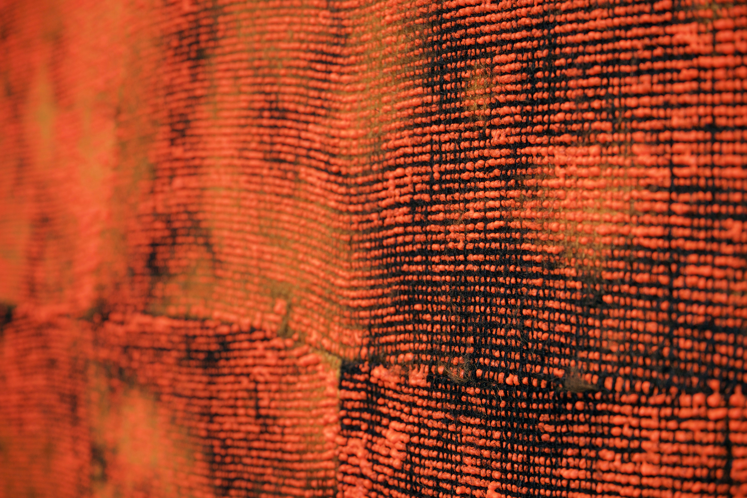  EVAN NESBIT (detail)&nbsp; Porosity (Heat Beat II) , 2015 acrylic, dye and burlap, 79” x 68” 