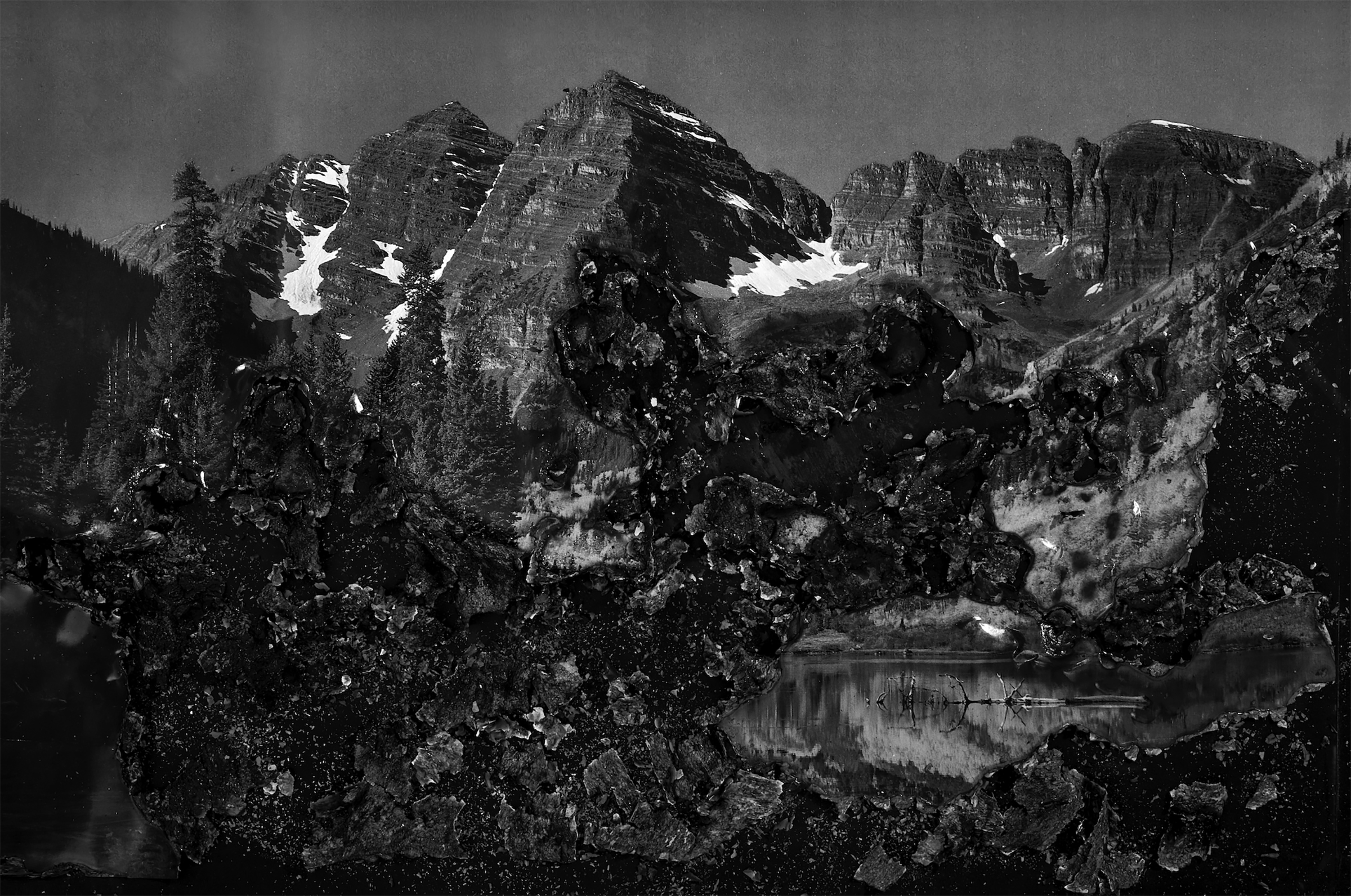 BESSMA KHALAF Burnout Mountain , 2018, archival pigment print, mounted on Dibond and framed, 50" x 33", edition 1 of 3