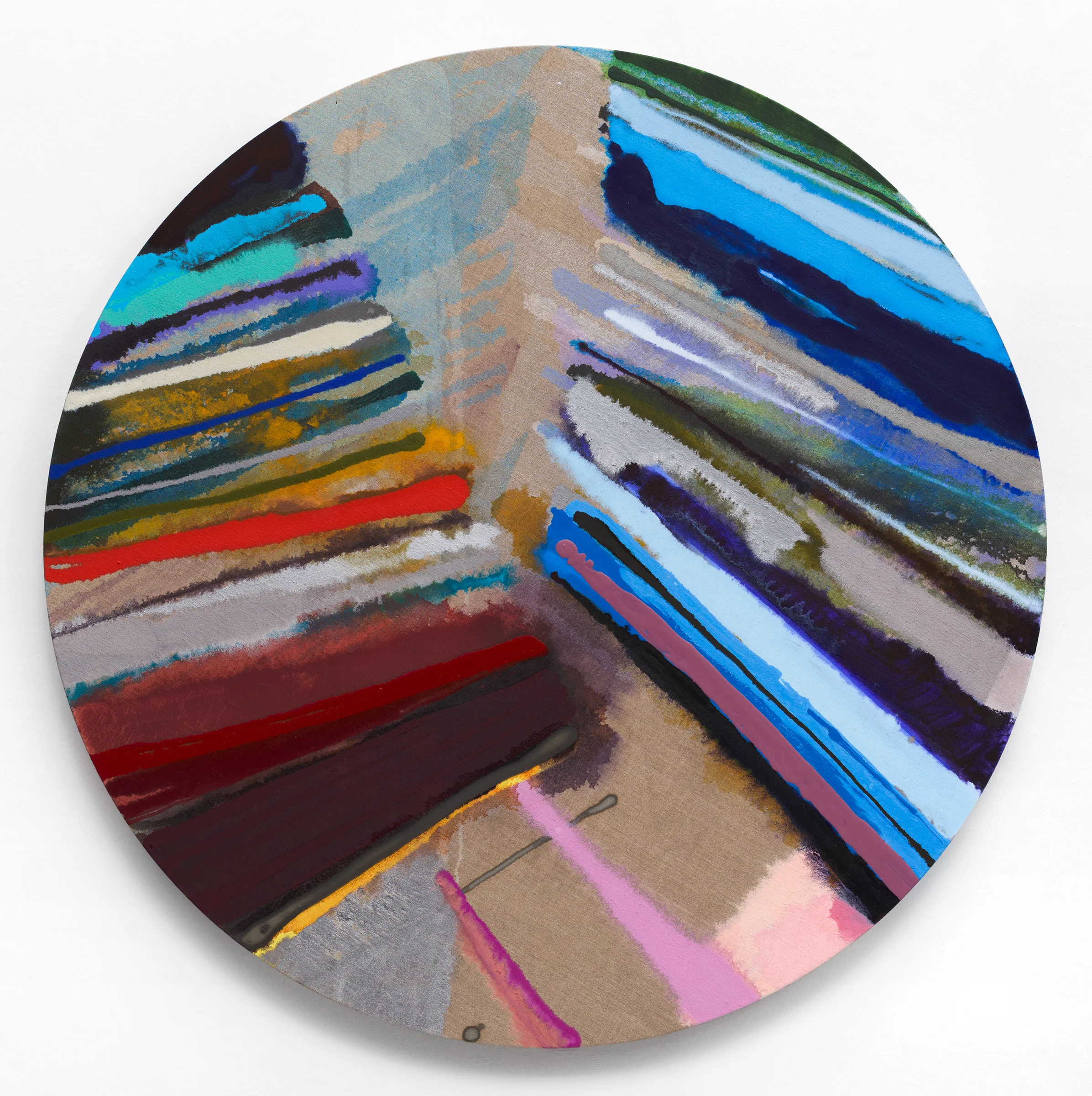 PAMELA JORDEN Broken Chord, 2016 Oil on linen, 44” diameter