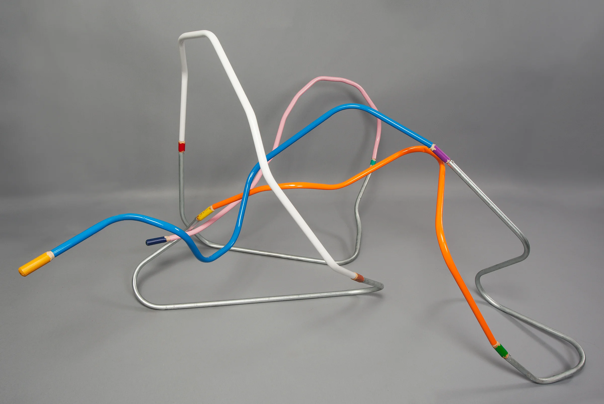 KIRK STOLLER Untitled (Crayon), 2018 Wood, galvanized steel, enamel, acrylic, latex paint, 34" x 68" x 37"
