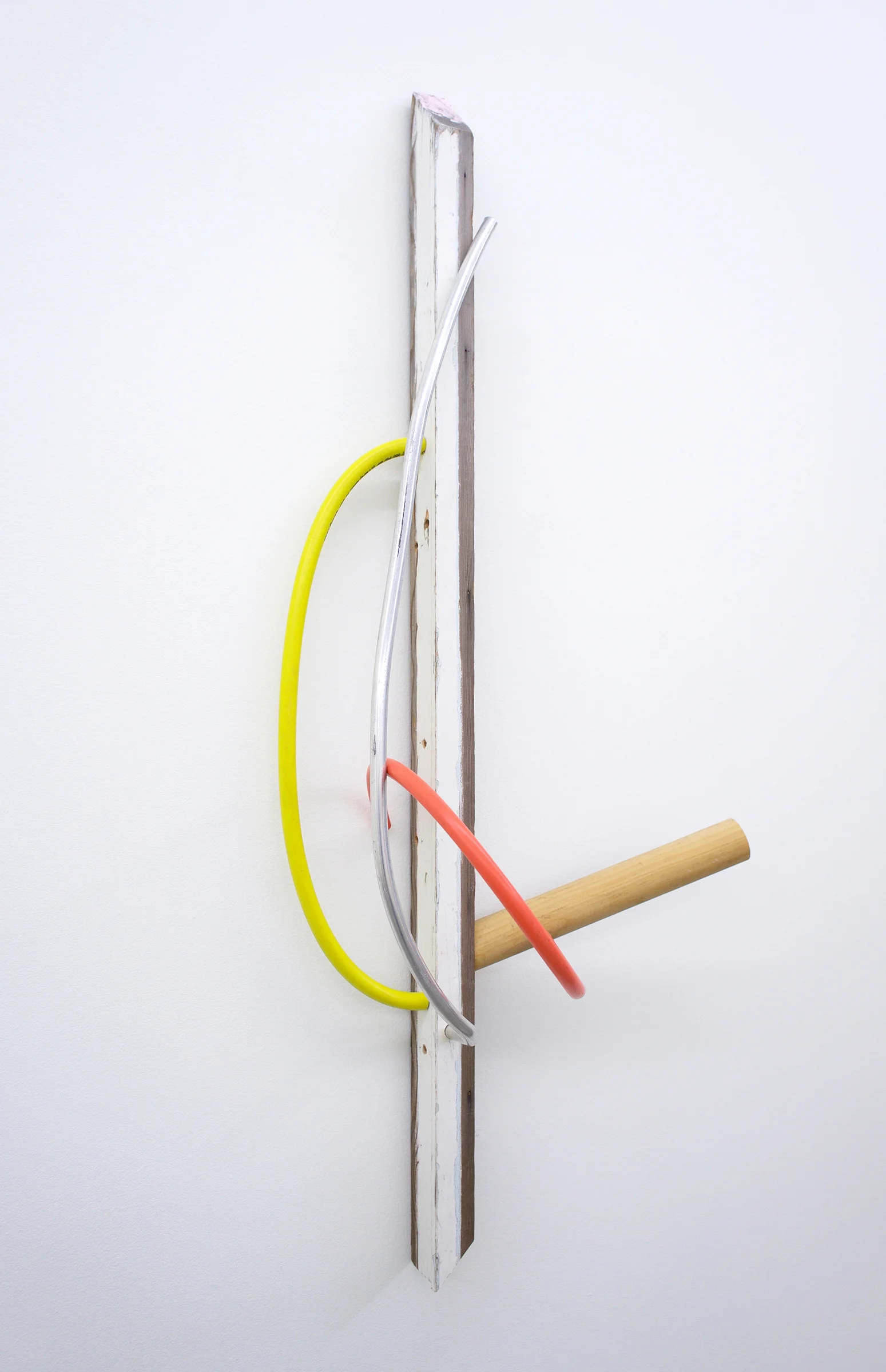 KIRK STOLLER untitled (comb), 2018, wood, paper, stain, metal, 42” x 10” x 17”