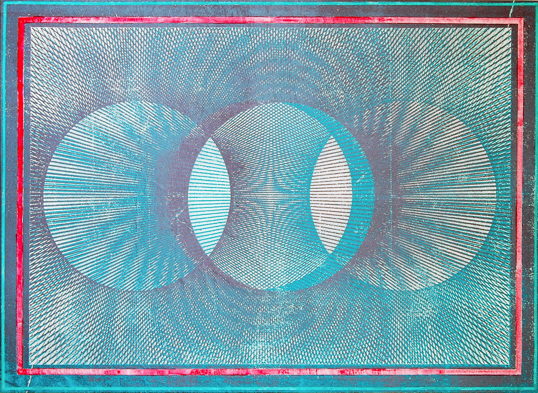  GWENAËL RATTKE  Projections II (pink &amp; green) , 2012 acrylic and silkscreen with hand working on canvas, 34.75” x 48” 