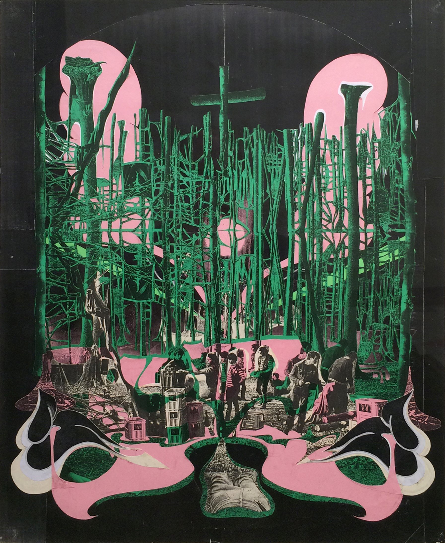  GWENAËL RATTKE  Wald , 2008 collage on paper, 22.5” x 18” 