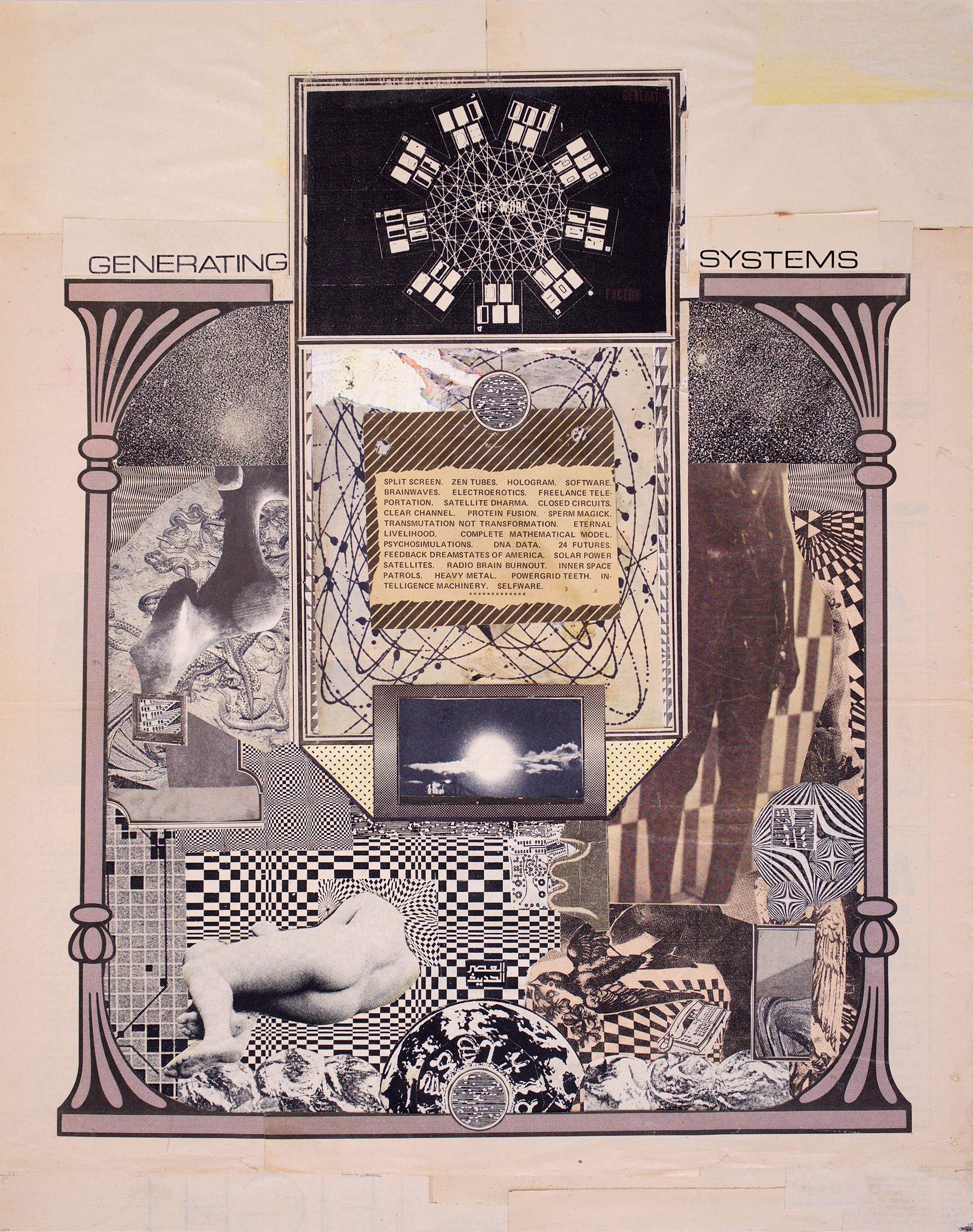 GWENAËL RATTKE Generating Systems , 2014 collage on board, 19.5” x 15.75”