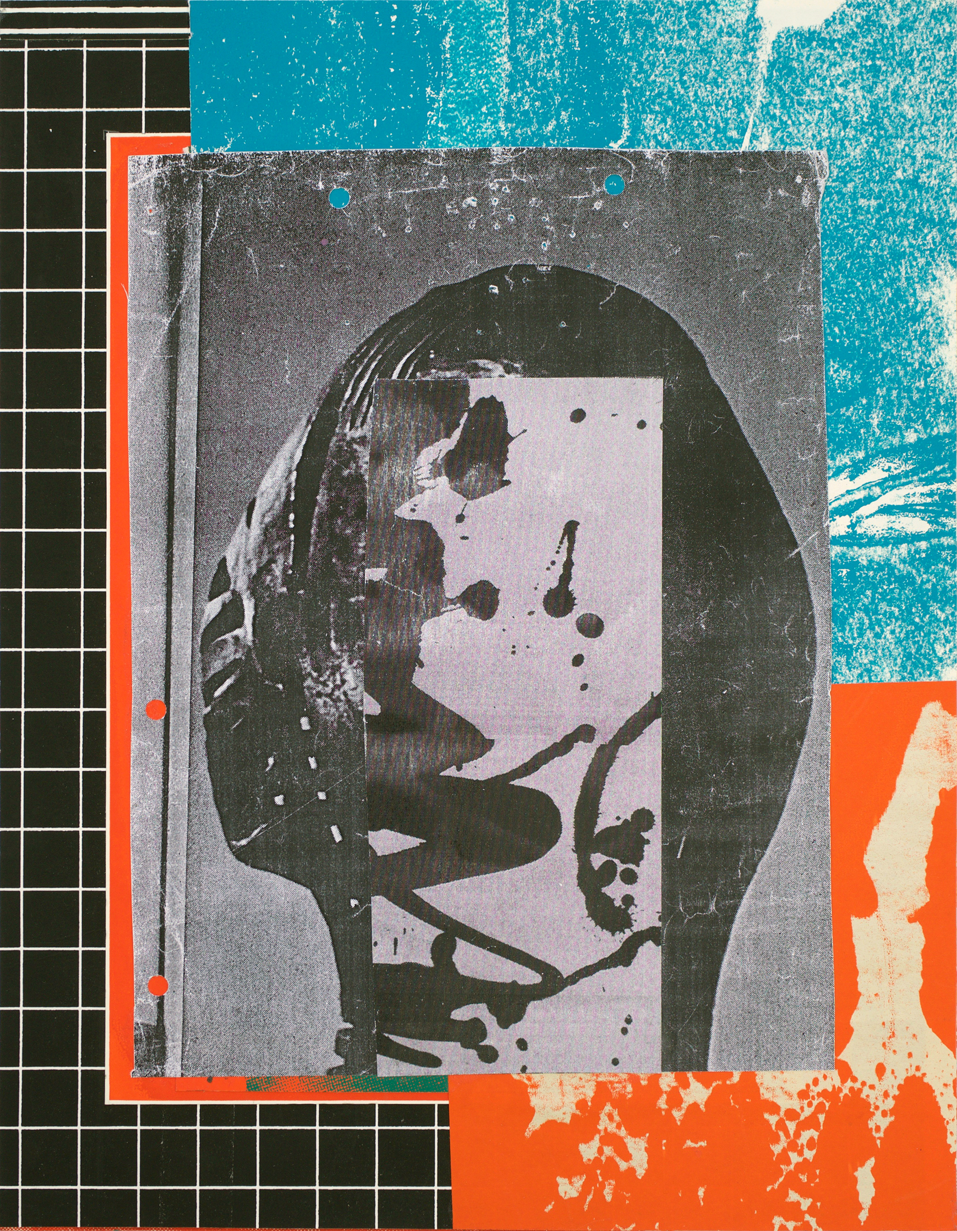GWENAËL RATTKE Psychogramm , 2018 silkscreen and collage on board, 14” x 11”