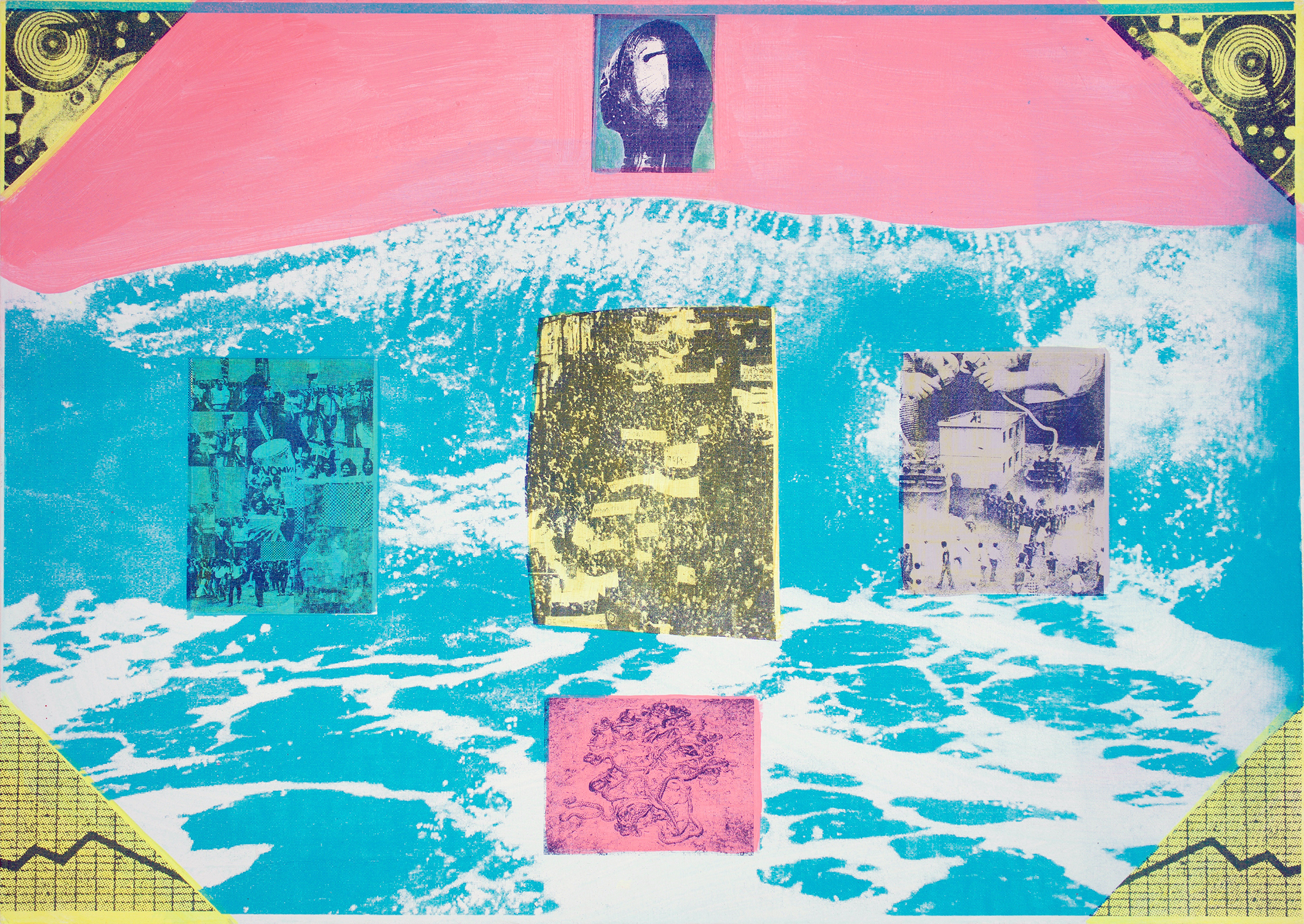 GWENAËL RATTKE Vague déferlante , 2012 acrylic and silkscreen on board, 19.5” x 27.5”