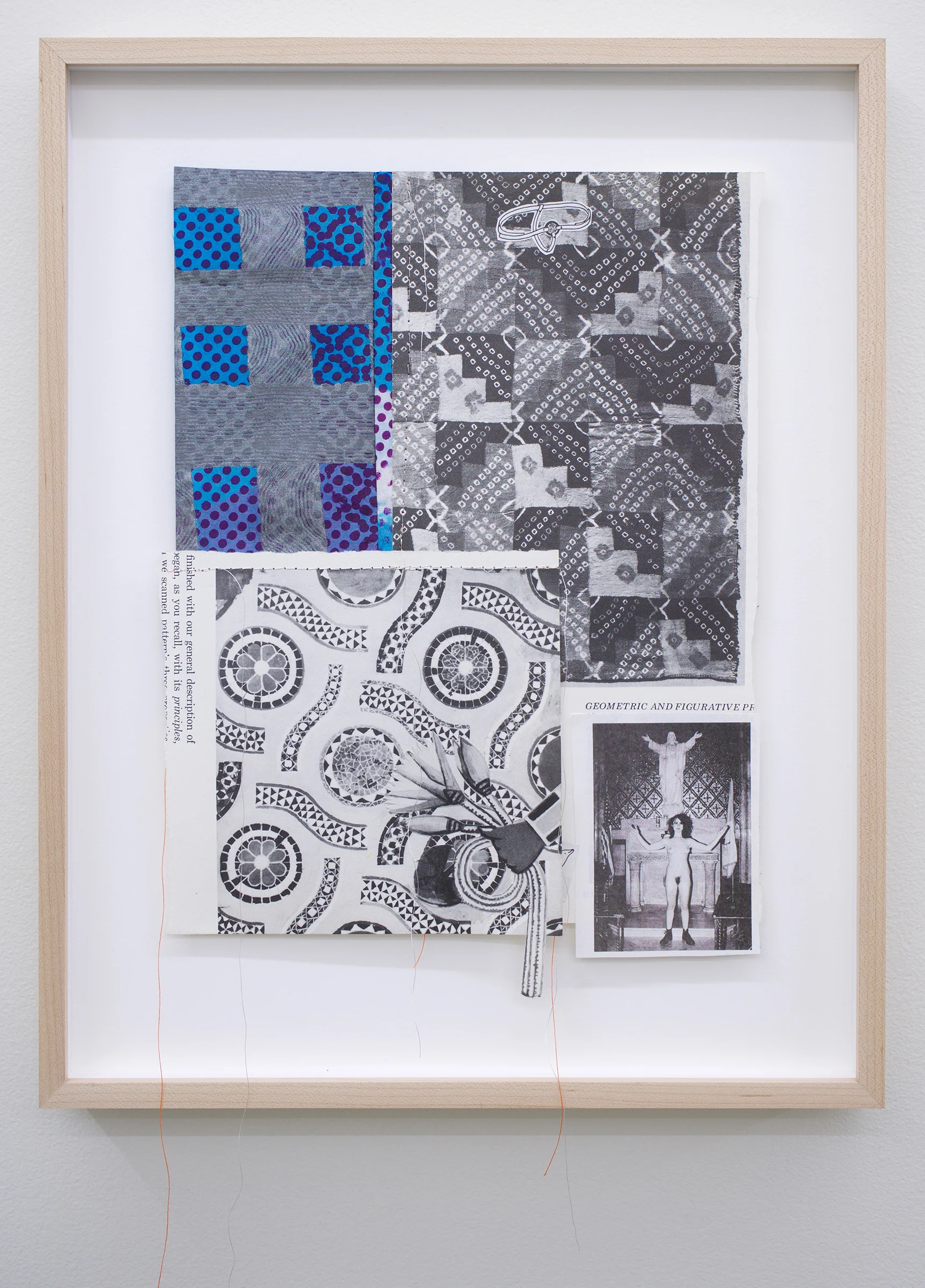 AMANDA CURRERI VV, 2018 Vintage magazine and book collage with metallic thread, custom frame, 15.5” x 12"