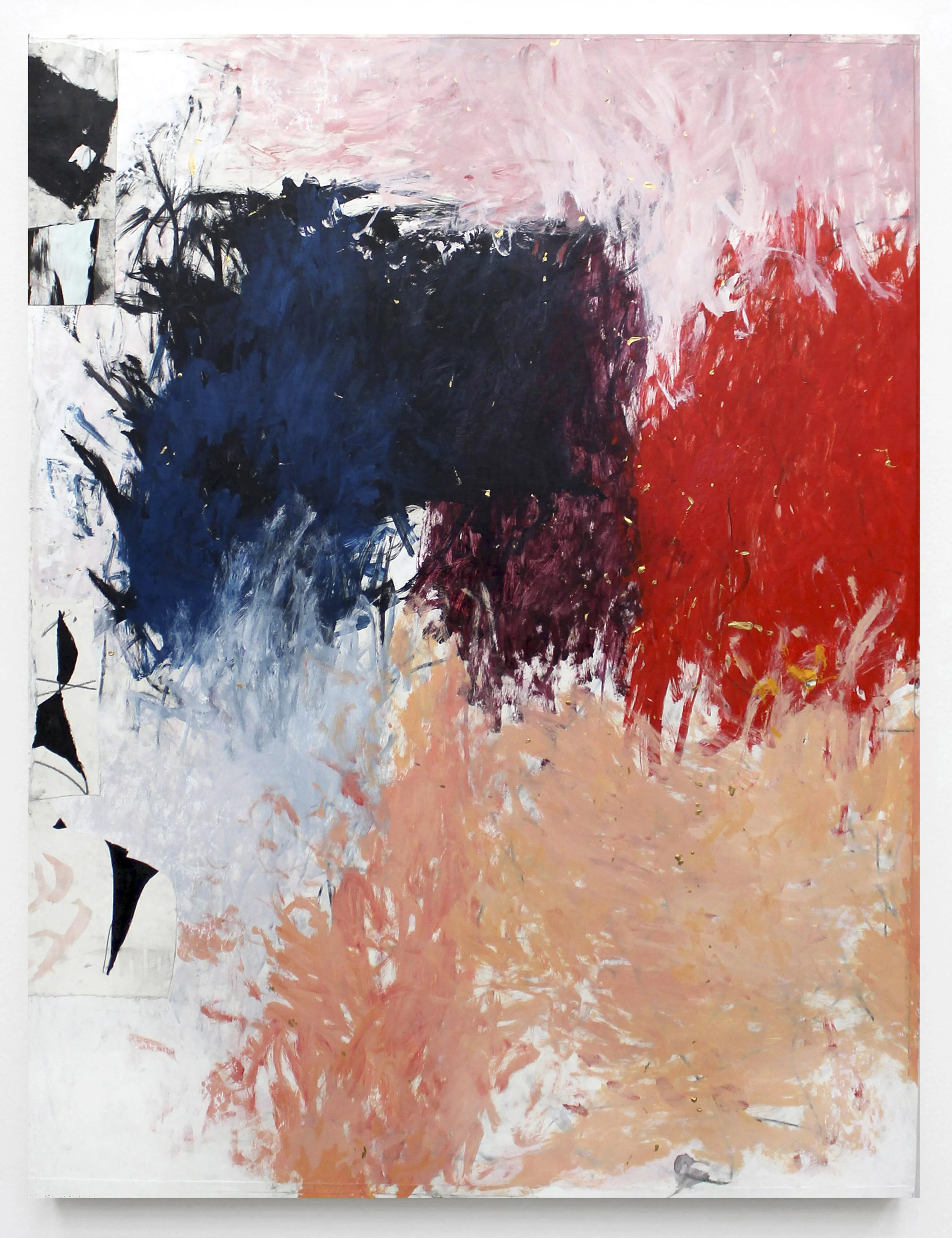 JOSEPH HART Sandpit, 2018 Collaged paper, acrylic and graphite on linen, 50” x 38”