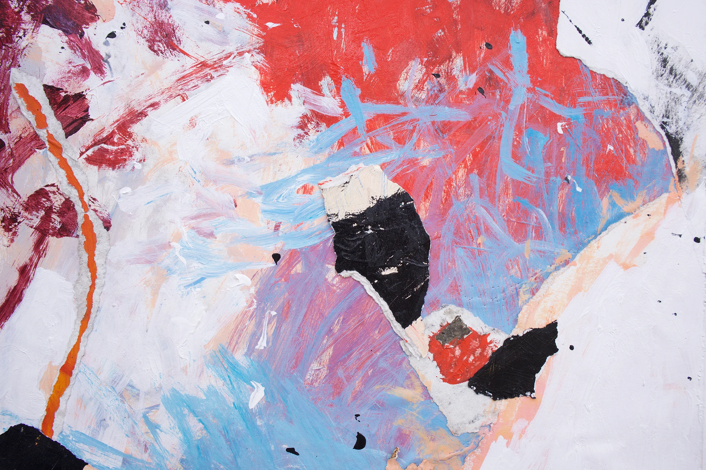 JOSEPH HART (detail) Cheddar Man, 2018 Collaged paper, acrylic and graphite on linen, 38” x 26”