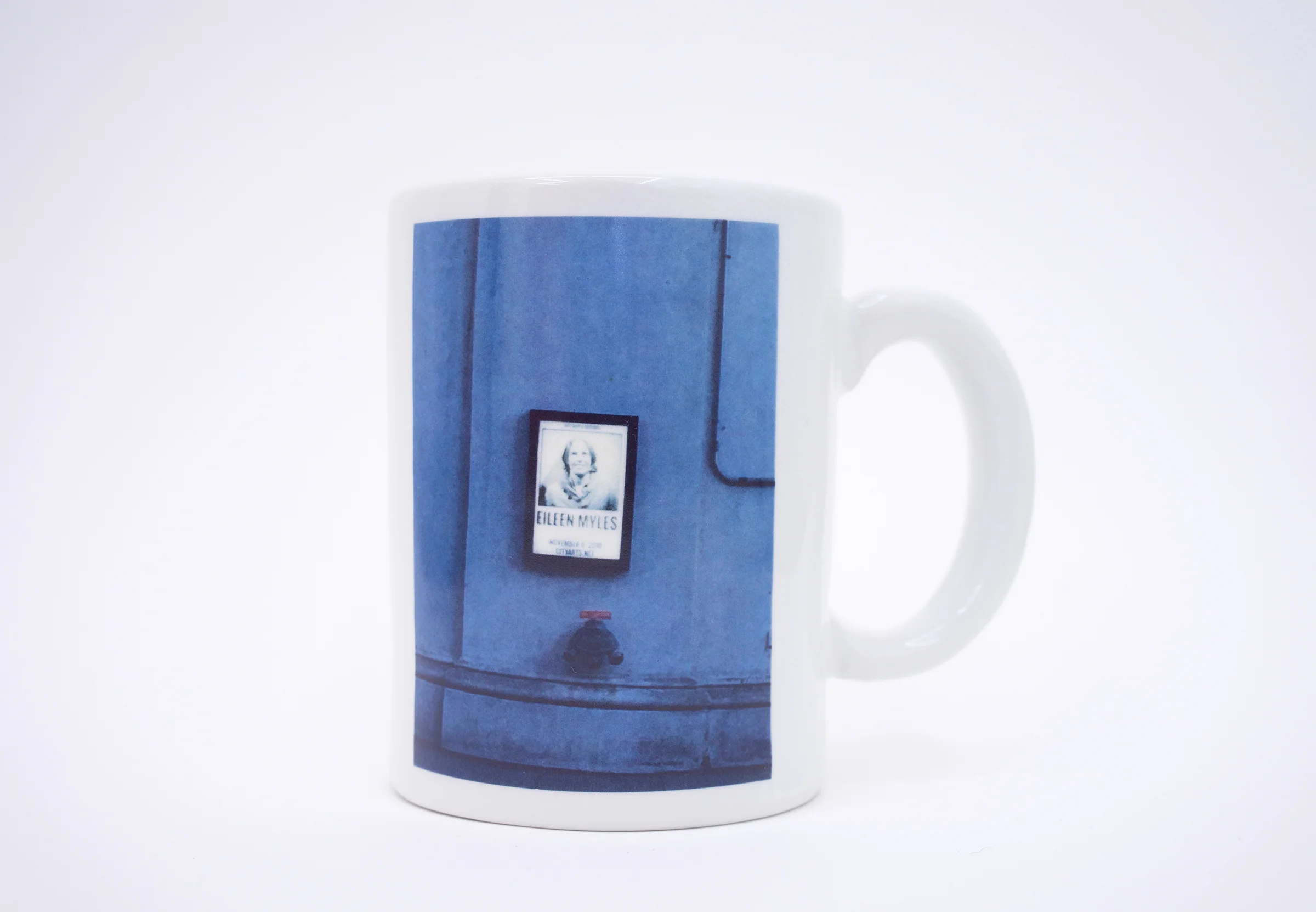 Erik Scollon (Shelf #2 detail) Mug 1: The Poet , 2018 porcelain, glaze, ceramic decal
