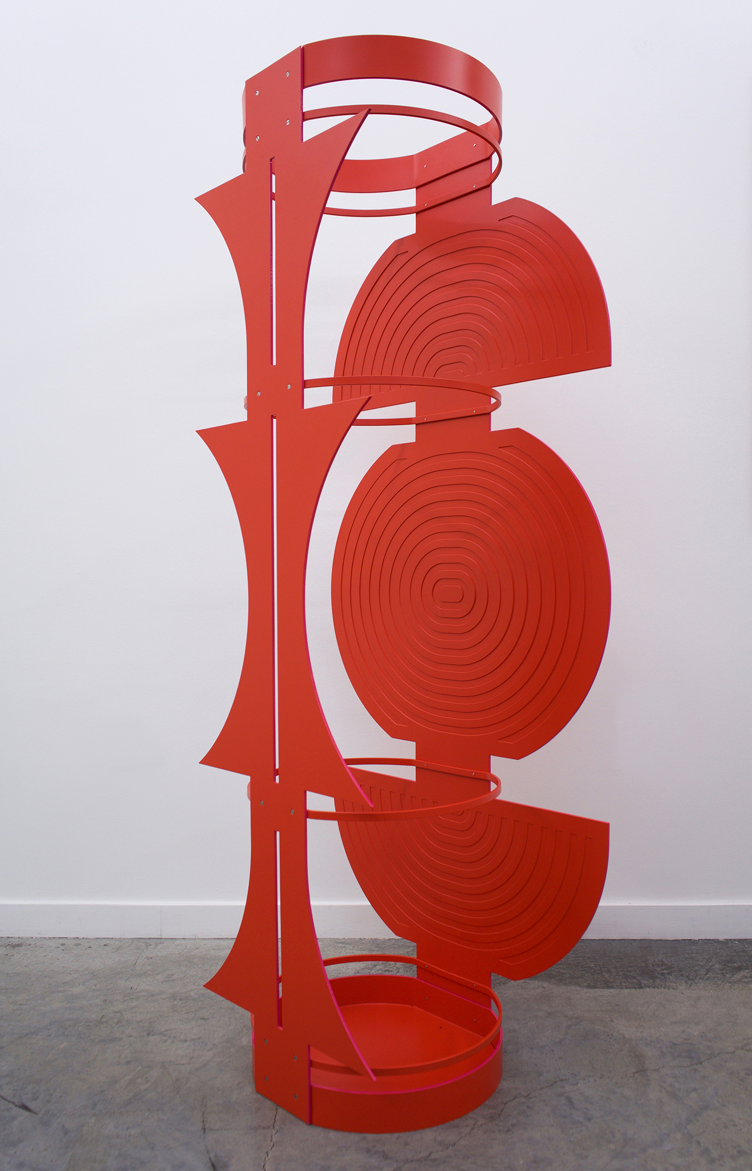  ELISE FERGUSON  Armour , 2019 powder coated aluminum with stainless steel fasteners 66” x 28” x 18” 