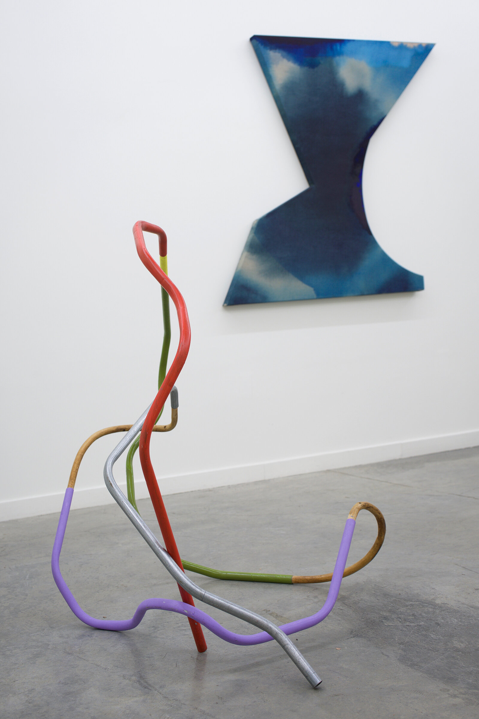 KIRK STOLLER (alternative view)  Untitled (sinuous) , 2019 chrome, wood, acrylic, enamel, wood stain 40.5” x 43.5 x 37”   