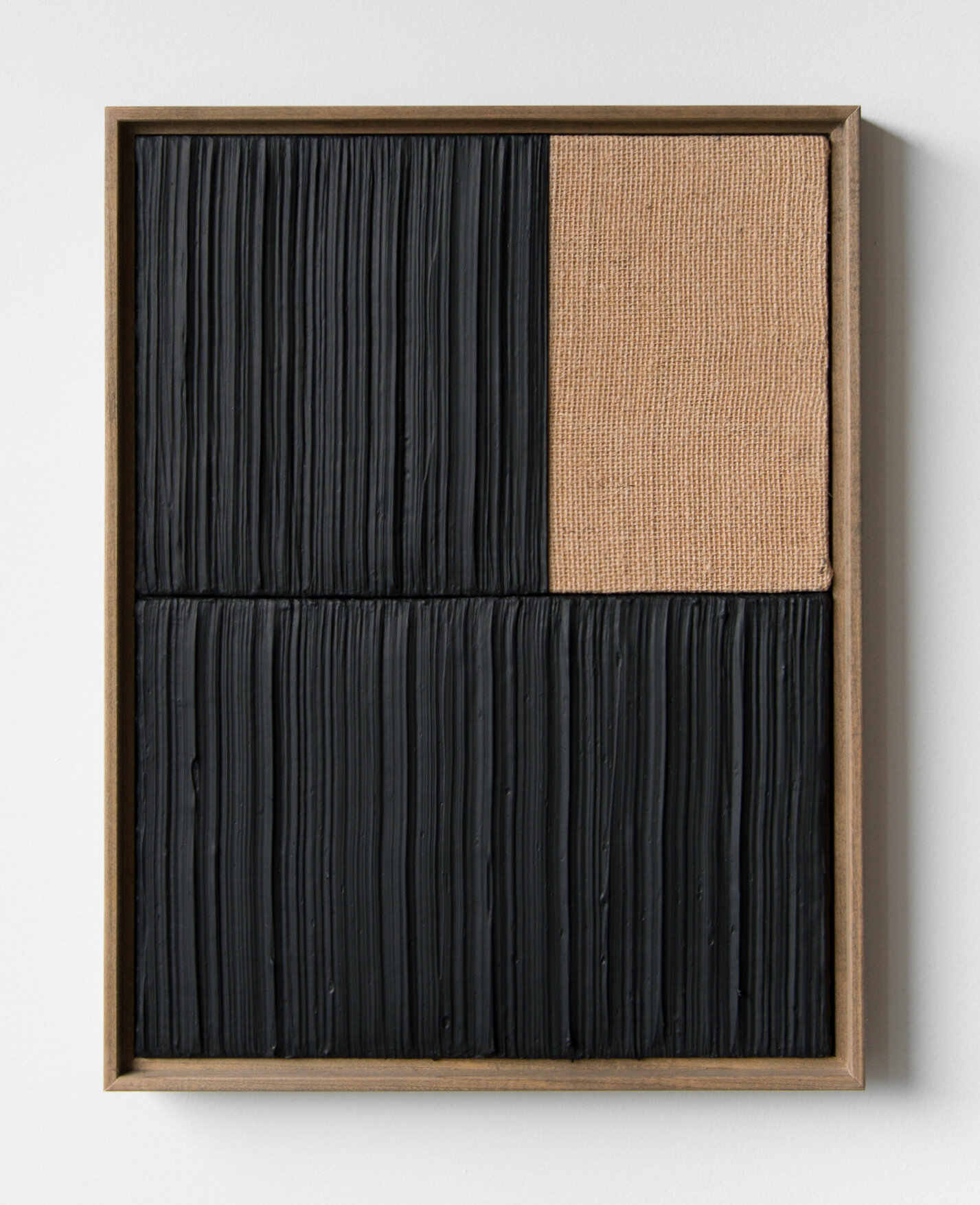  JOHNNY ABRAHAMS    Untitled (Black) , 2020 acrylic on burlap, 16" x 12" 
