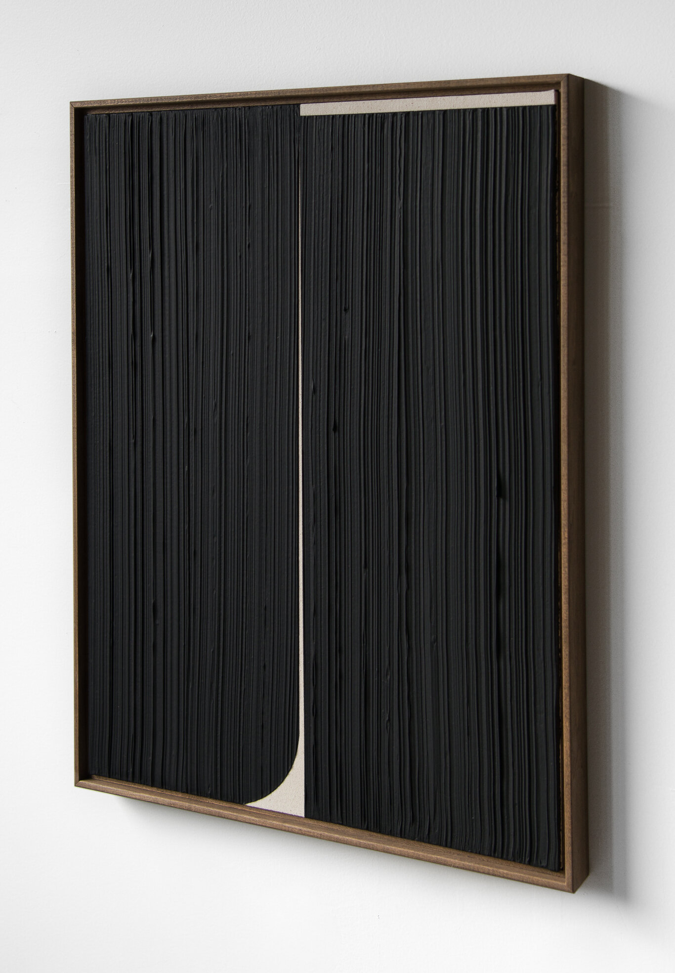  JOHNNY ABRAHAMS  ( sideview)  Untitled (Black) , 2020 acrylic on burlap, 24" x 18" 