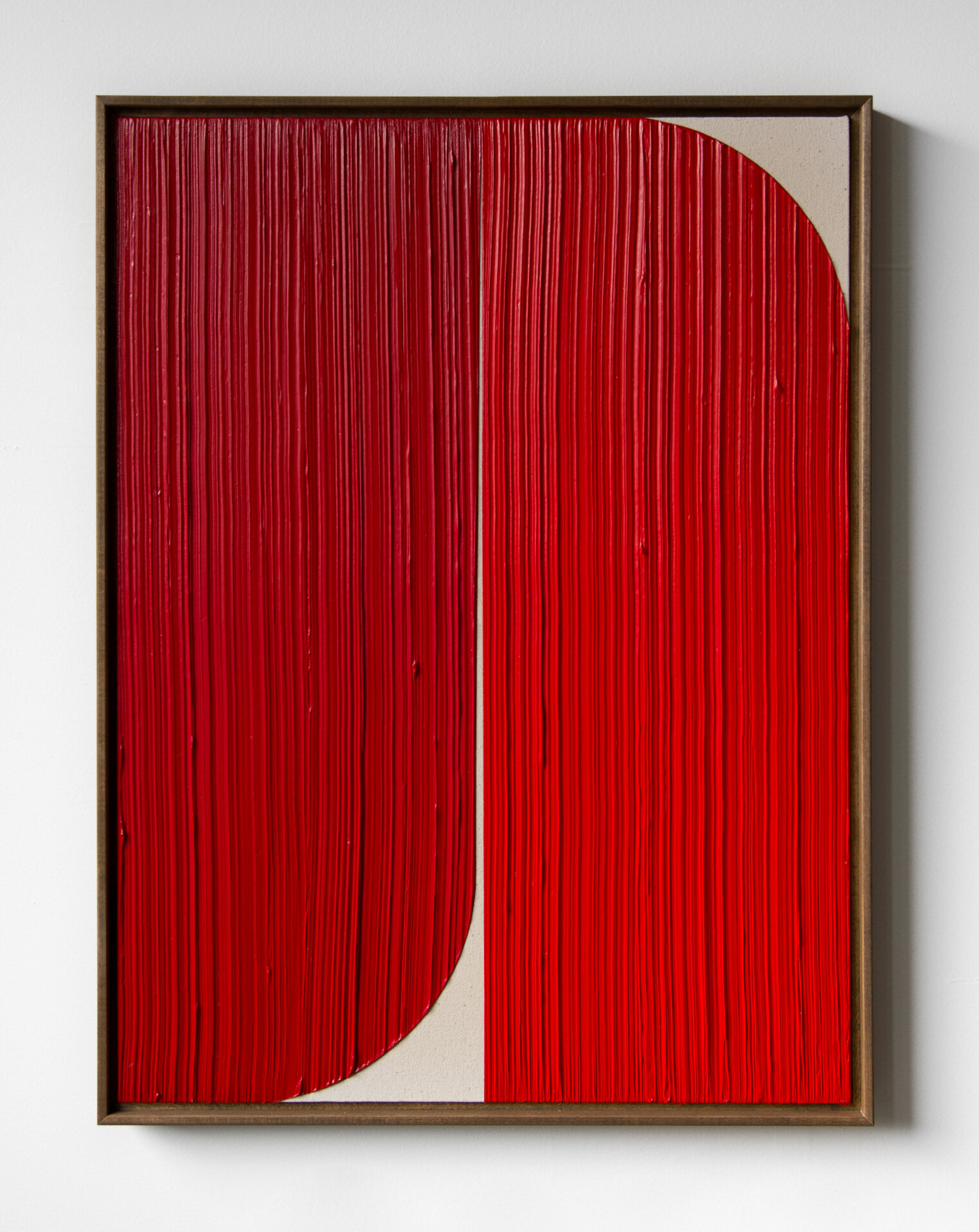  JOHNNY ABRAHAMS    Untitled (Red) , 2020 acrylic on burlap, 24" x 18" 