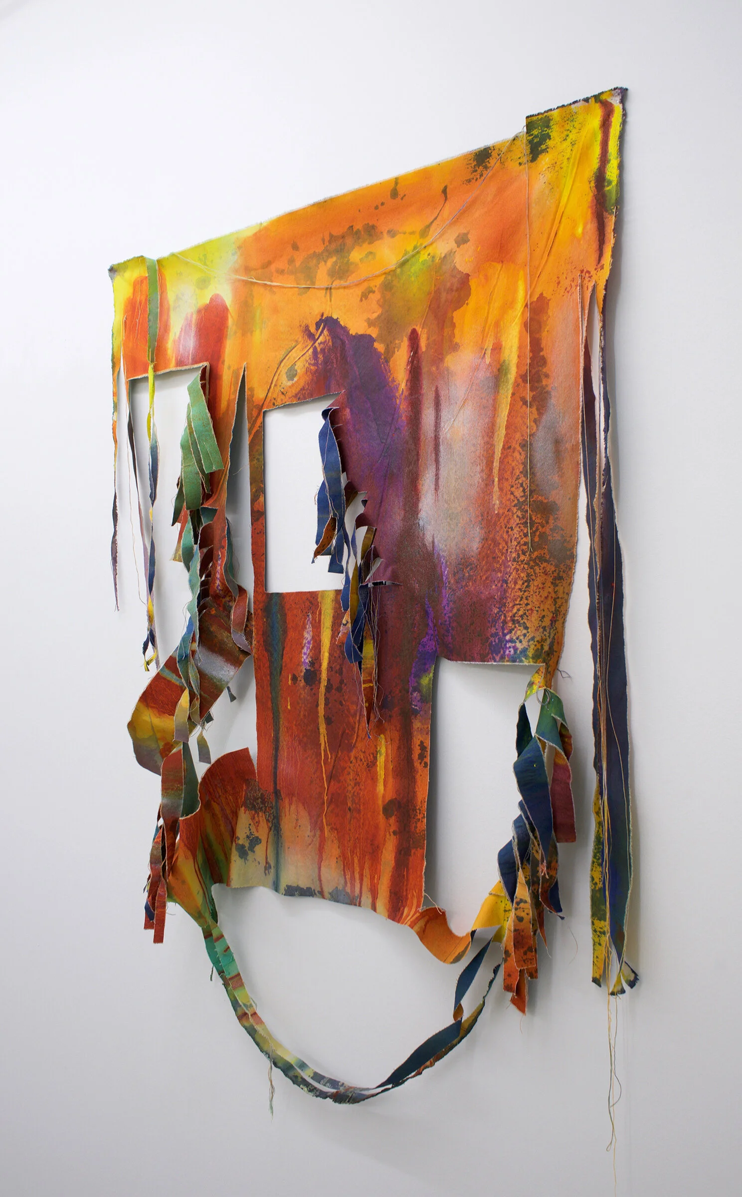 Vaughn Davis Jr. (alt. view) Indescribable , 2021 acrylic, dye, aerosol paint, pigment on canvas 67" x 42"