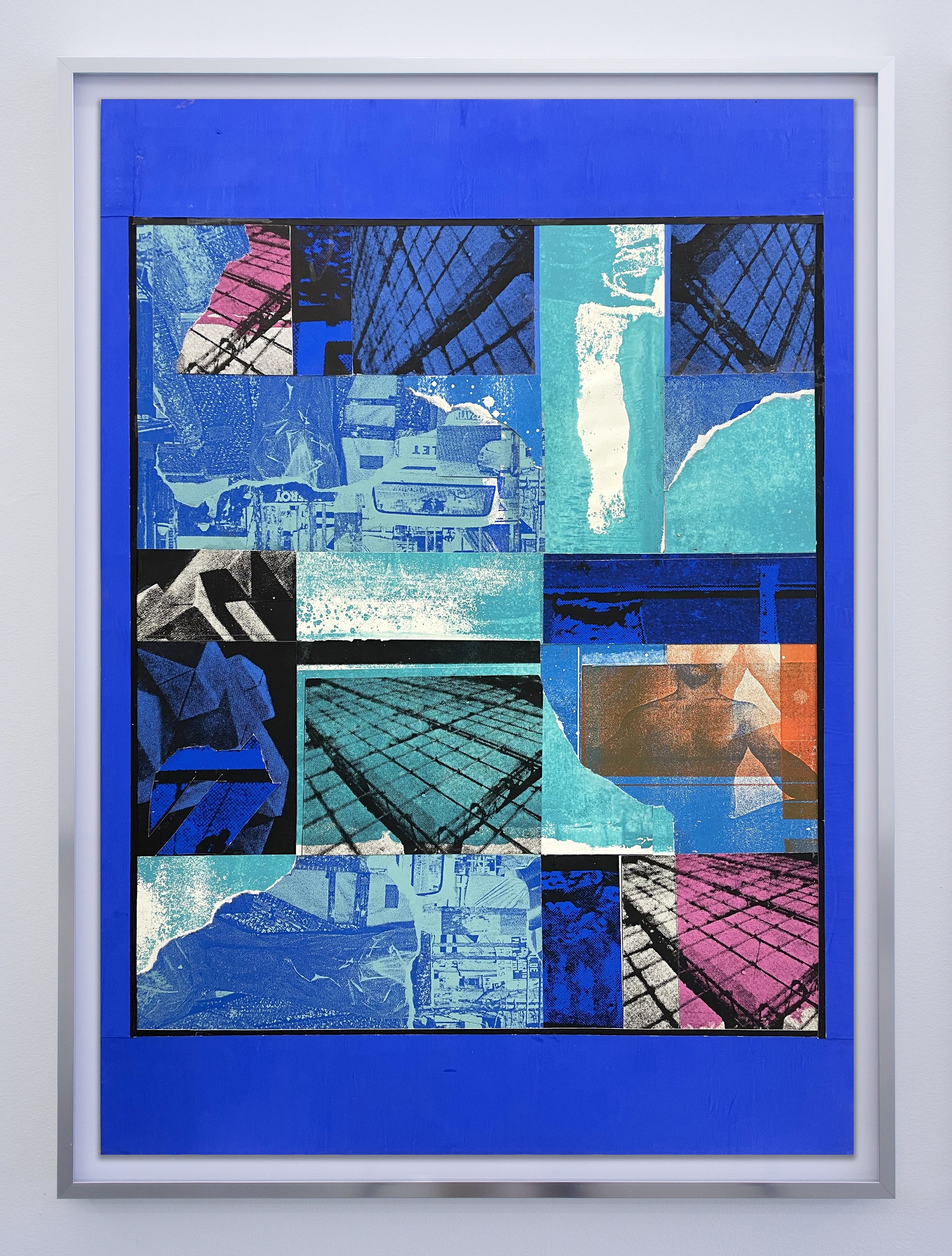   Industrias Resistol , 2022 silkscreen, gouache &amp; collage on board with artist frame 29.75” x 21.75” 