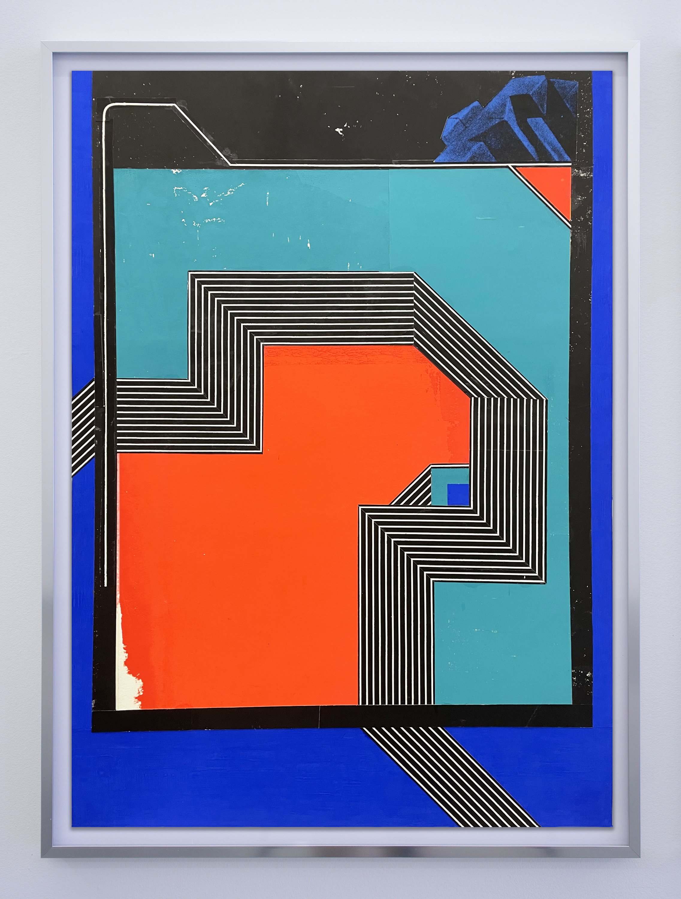   Periférico Sur , 2022 silkscreen, gouache, collage on board with artist frame 29.75” x 21.75” 