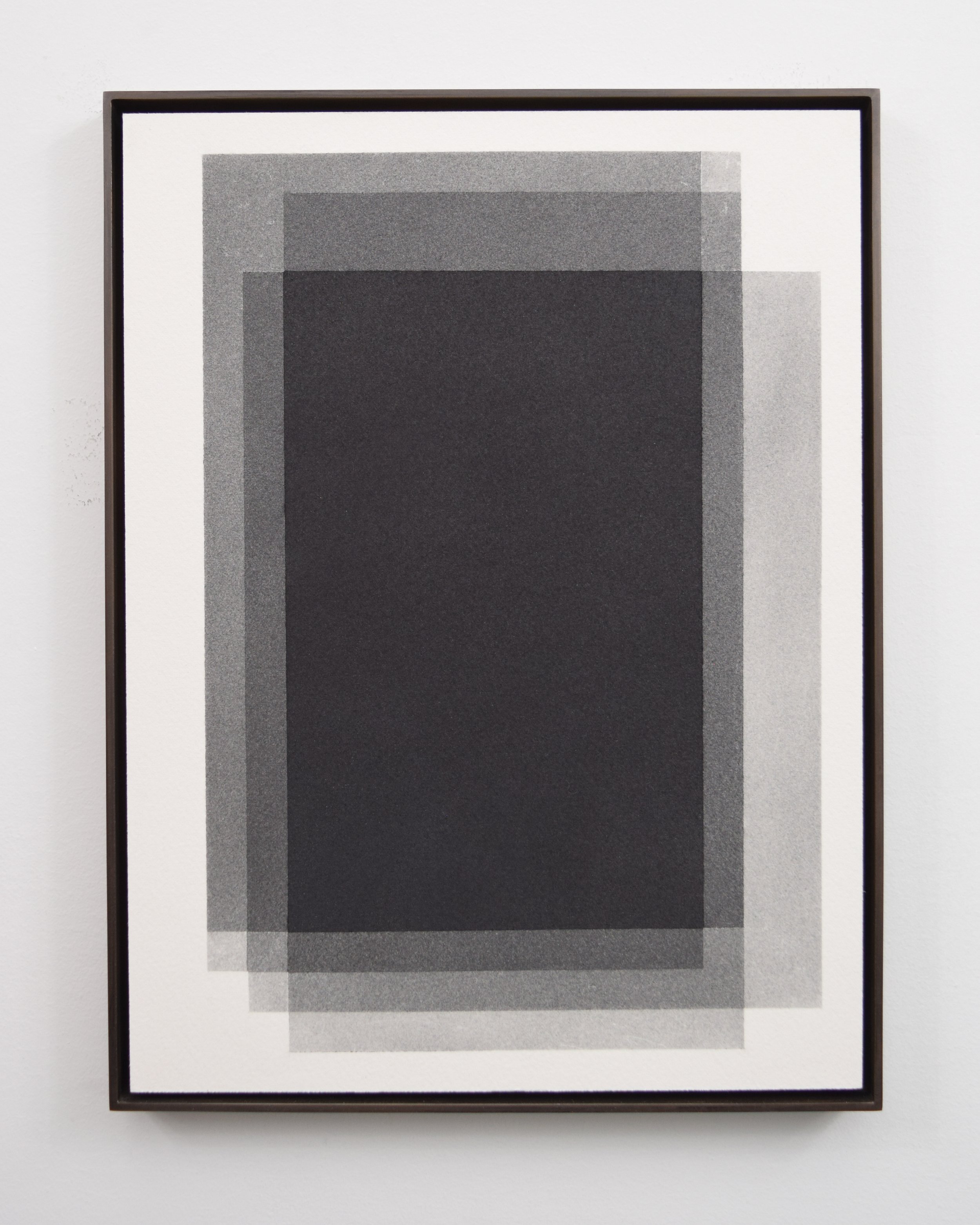  Stephen Somple  7 19 5 4 Black , 2021 Graphite and pigment on paper with oxidized brass frame 9.5" x 12.5" x .5" 
