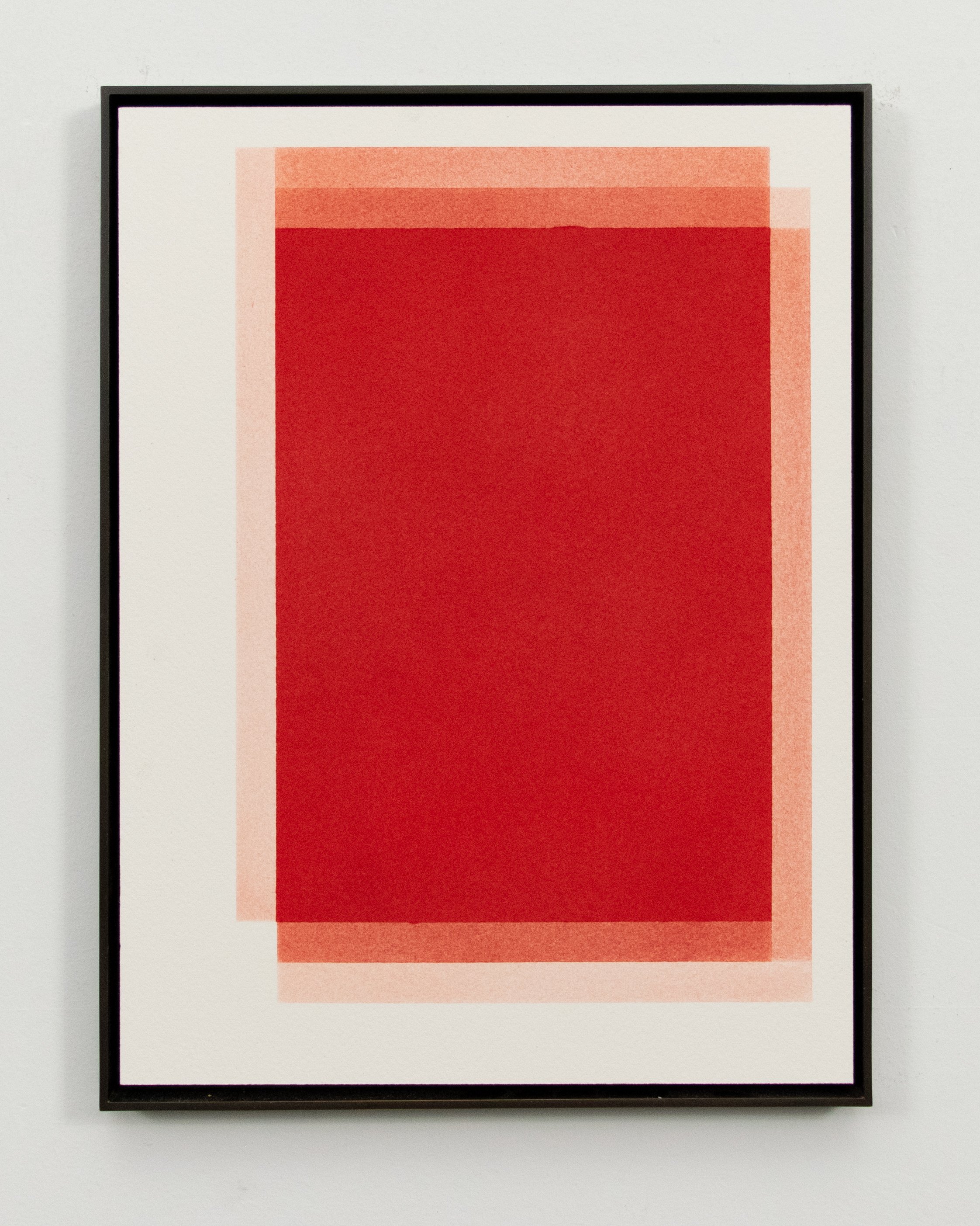 Stephen Somple  9 1 2 17 Red , 2022 Graphite and pigment on paper with oxidized brass frame 9.5" x 12.5" x .5" 