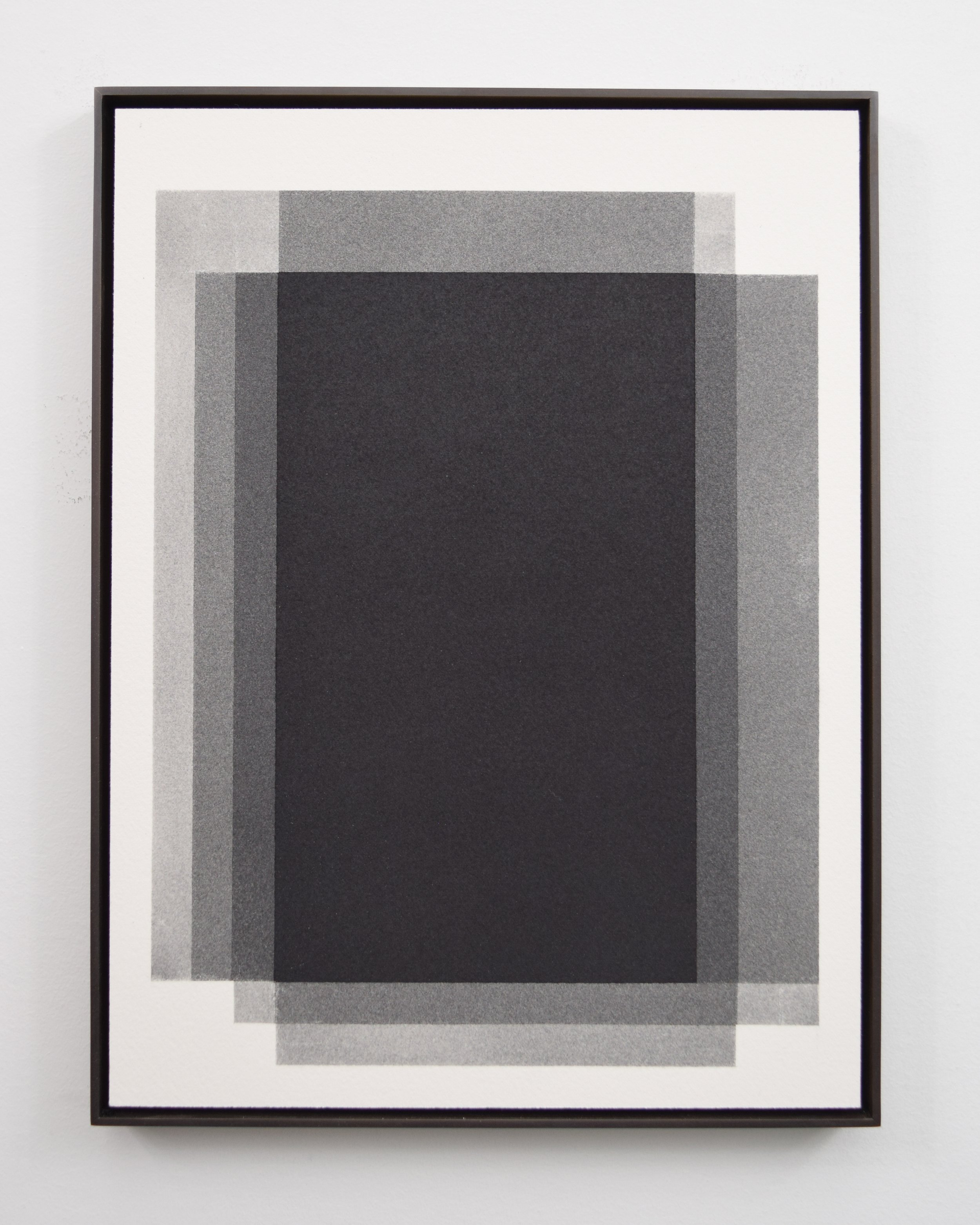  Stephen Somple  7 19 12 20 Black , 2021 Graphite and pigment on paper with oxidized brass frame 9.5" x 12.5" x .5" 
