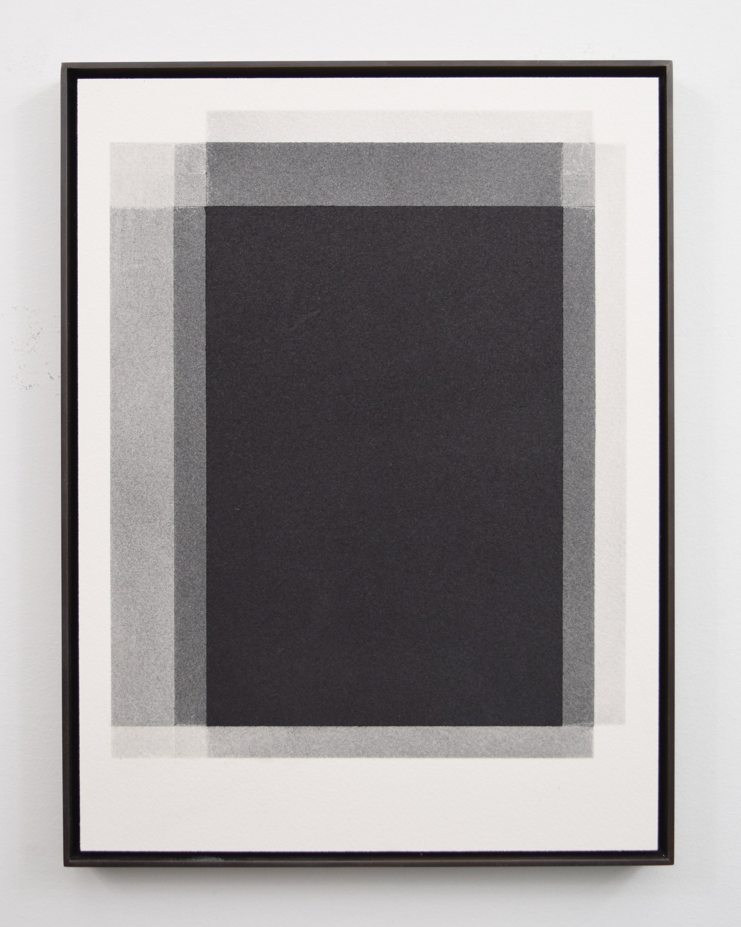  Stephen Somple  10 21 8 1 Black , 2021 Graphite and pigment on paper with oxidized brass frame 9.5" x 12.5" x .5" 