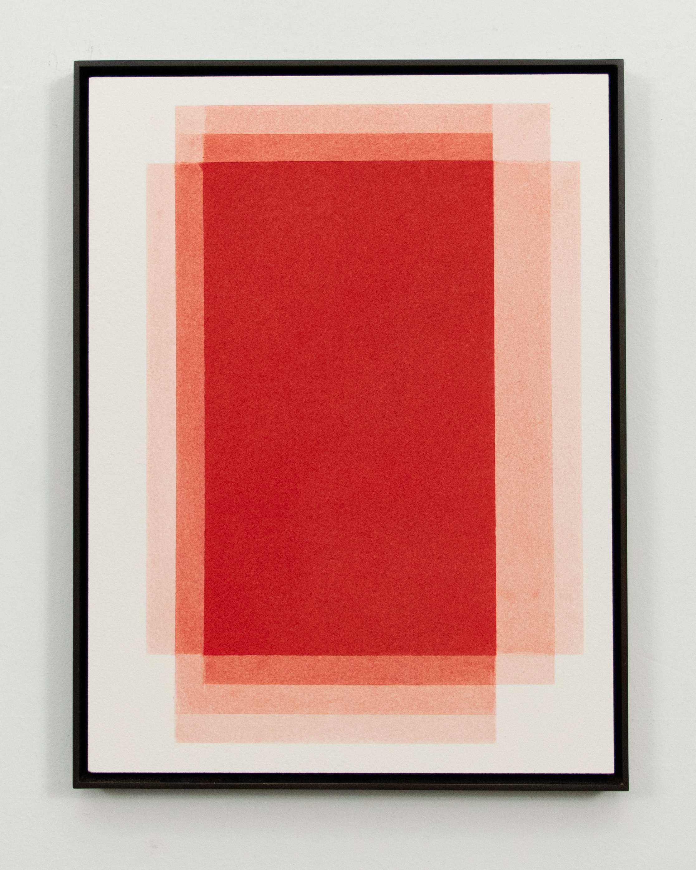  Stephen Somple  11 18 6 1 Red , 2022 Graphite and pigment on paper with oxidized brass frame 9.5" x 12.5" x .5" 