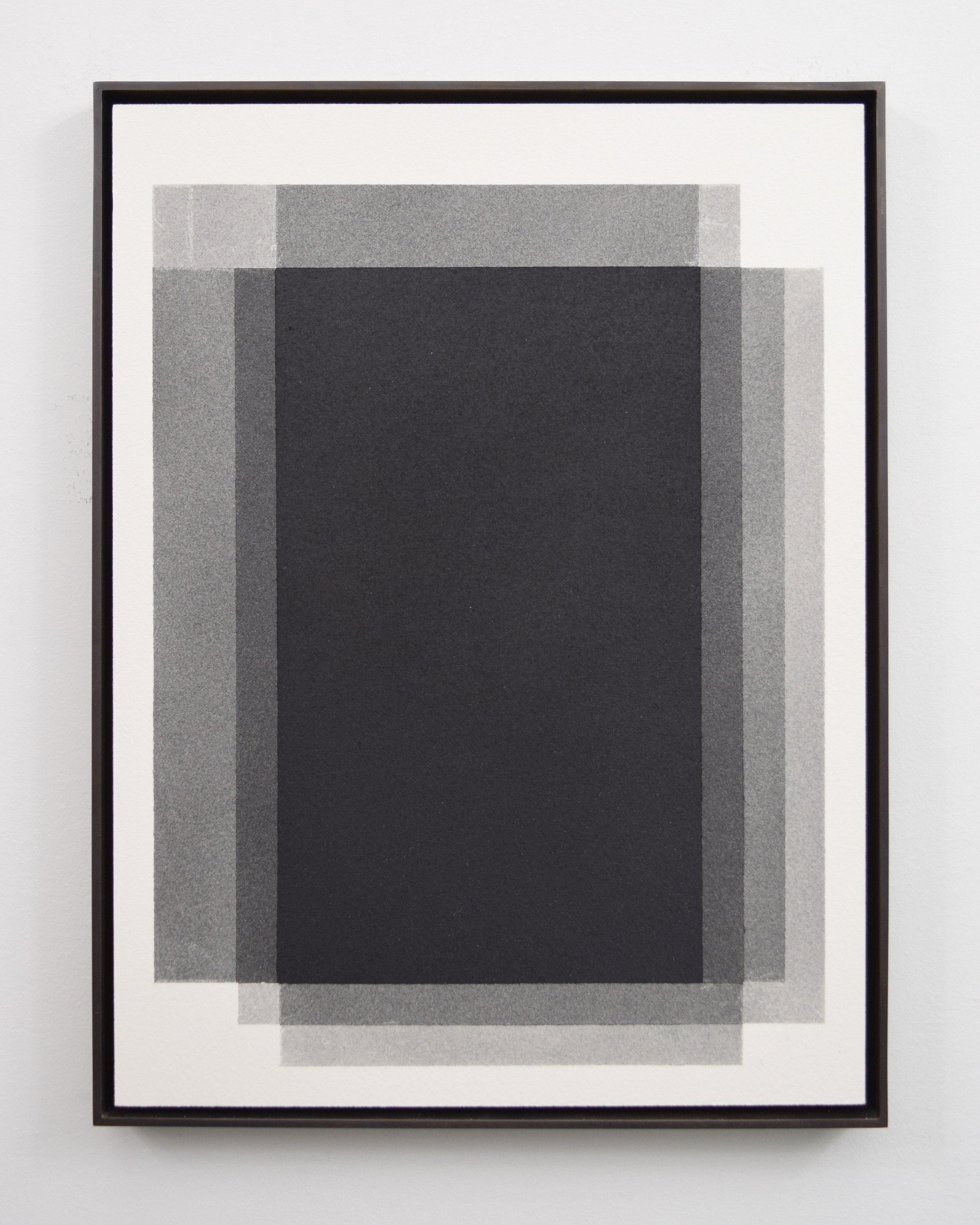  Stephen Somple  12 19 21 7 Black , 2021 Graphite and pigment on paper with oxidized brass frame 9.5" x 12.5" x .5" 