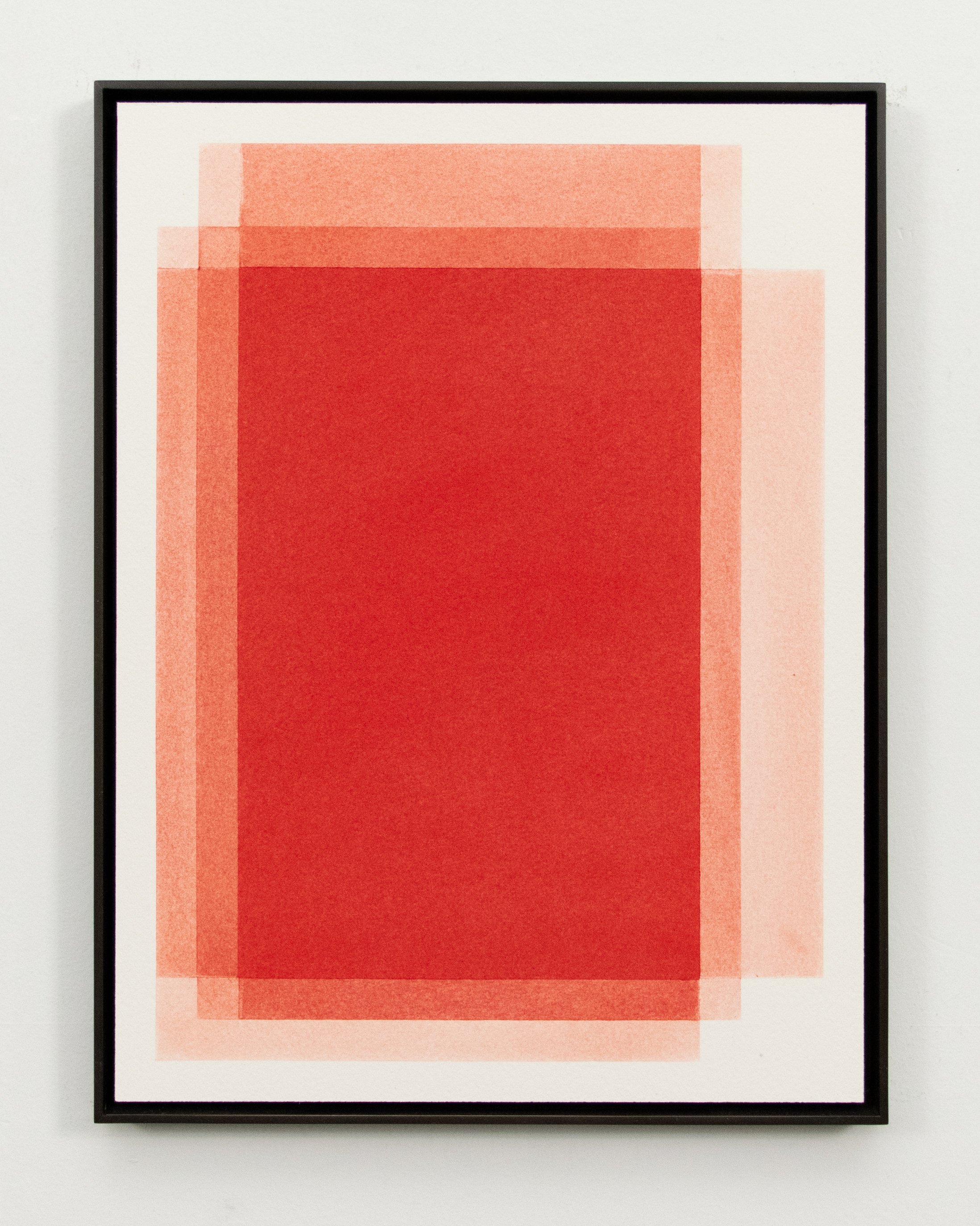  Stephen Somple  20 6 13 3 Red , 2022 Graphite and pigment on paper with oxidized brass frame 9.5" x 12.5" x .5" 