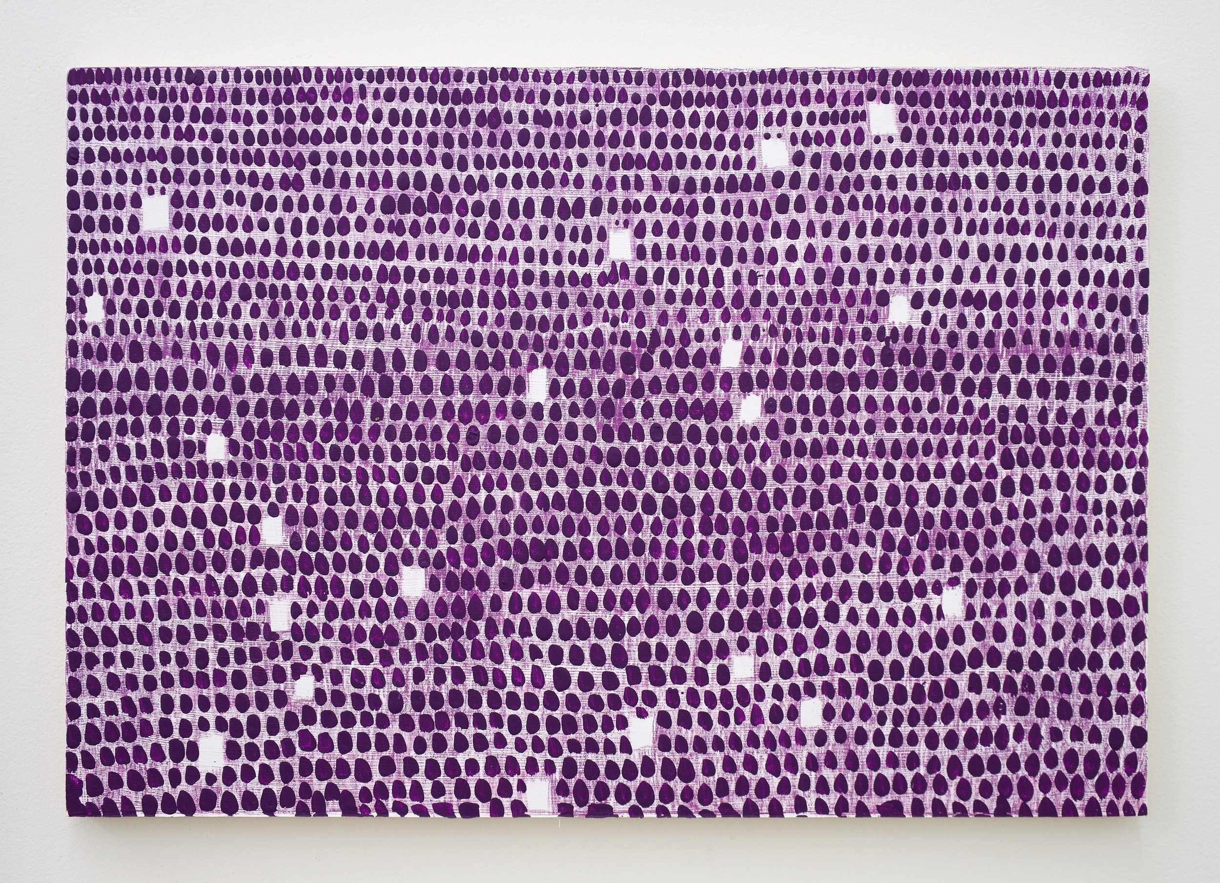  Leah Rosenberg    Marking Time (Deep Purple Bright White/Monday/20 breaks) , 2022 acrylic and colored pencil on panel 13" x 19" (LR003) 