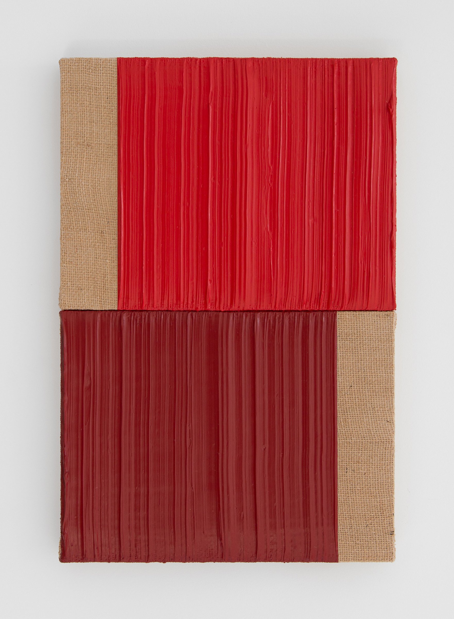   Untitled , 2022 (left) acrylic on burlap 18" x 12" (JA069) 