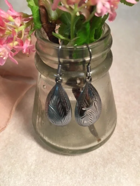 Tooled Sterling Silver Drops
