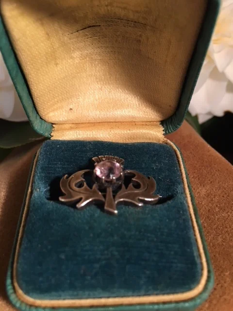 Antique Sterling Amethyst Scottish Pin