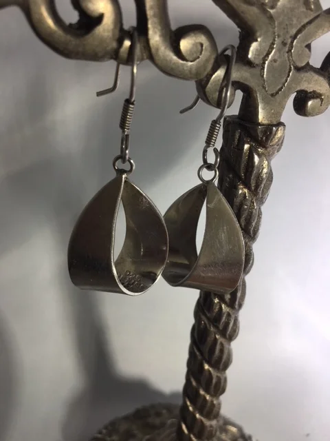Vintage Sterling Teardrop Twist Hoops