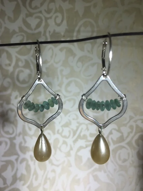 Ancient glass and pearl earrings